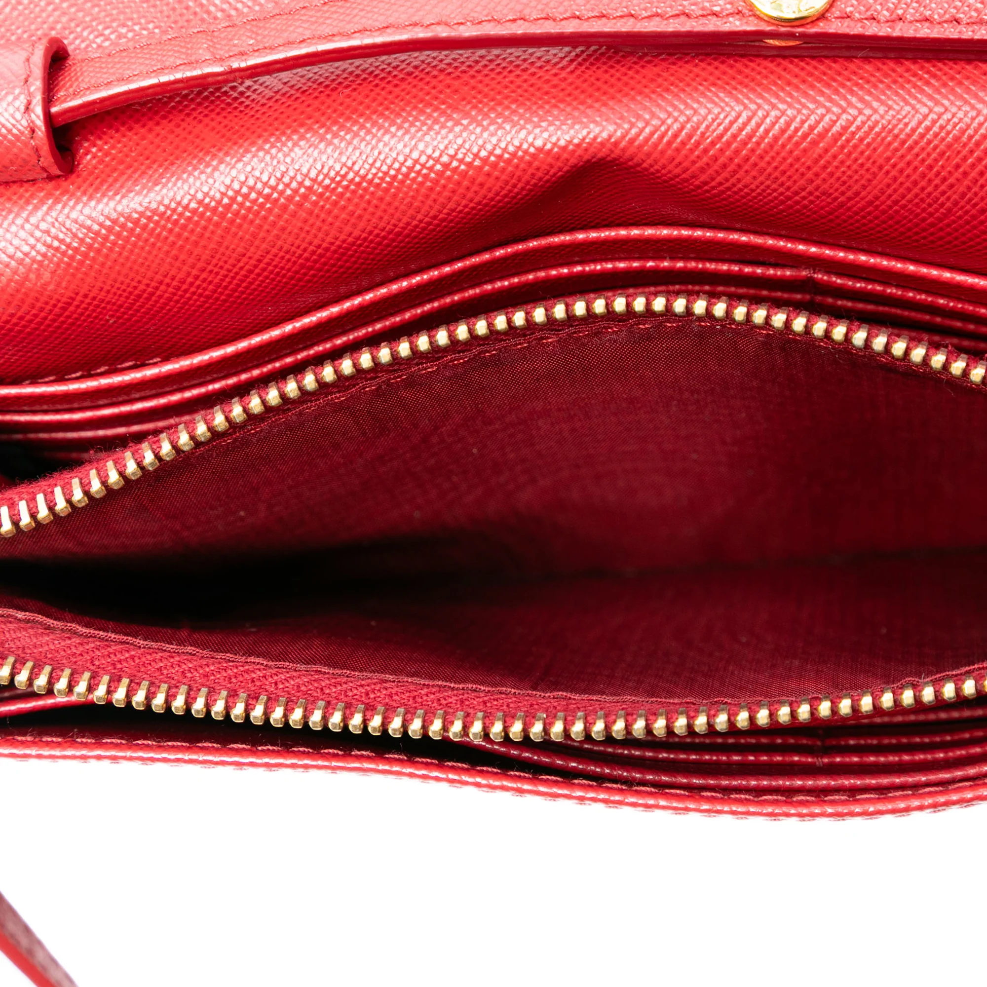 Prada | Pre-Owned Saffiano Wallet on Strap | Red - Image 5