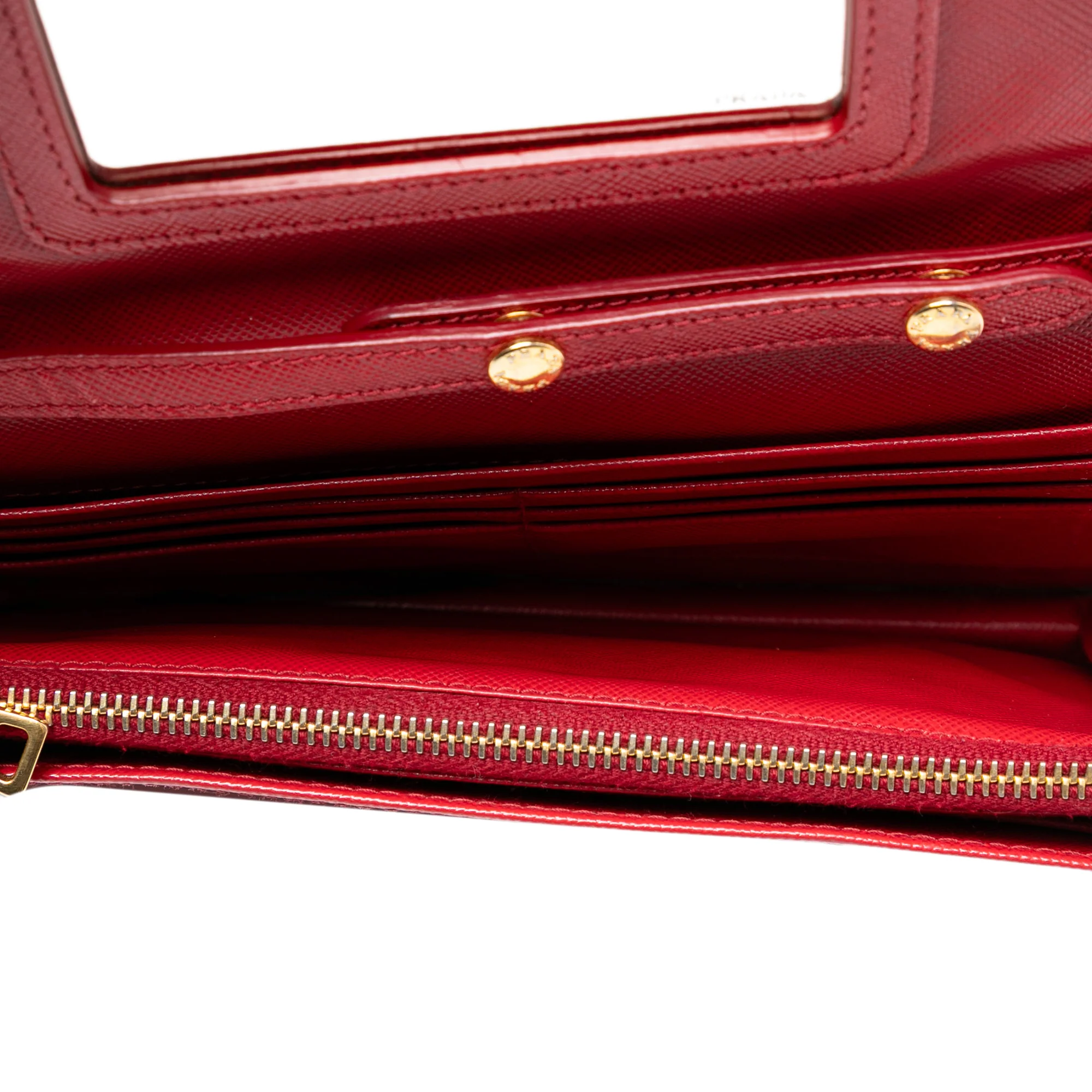 Prada | Pre-Owned Saffiano Wallet on Strap | Red - Image 6
