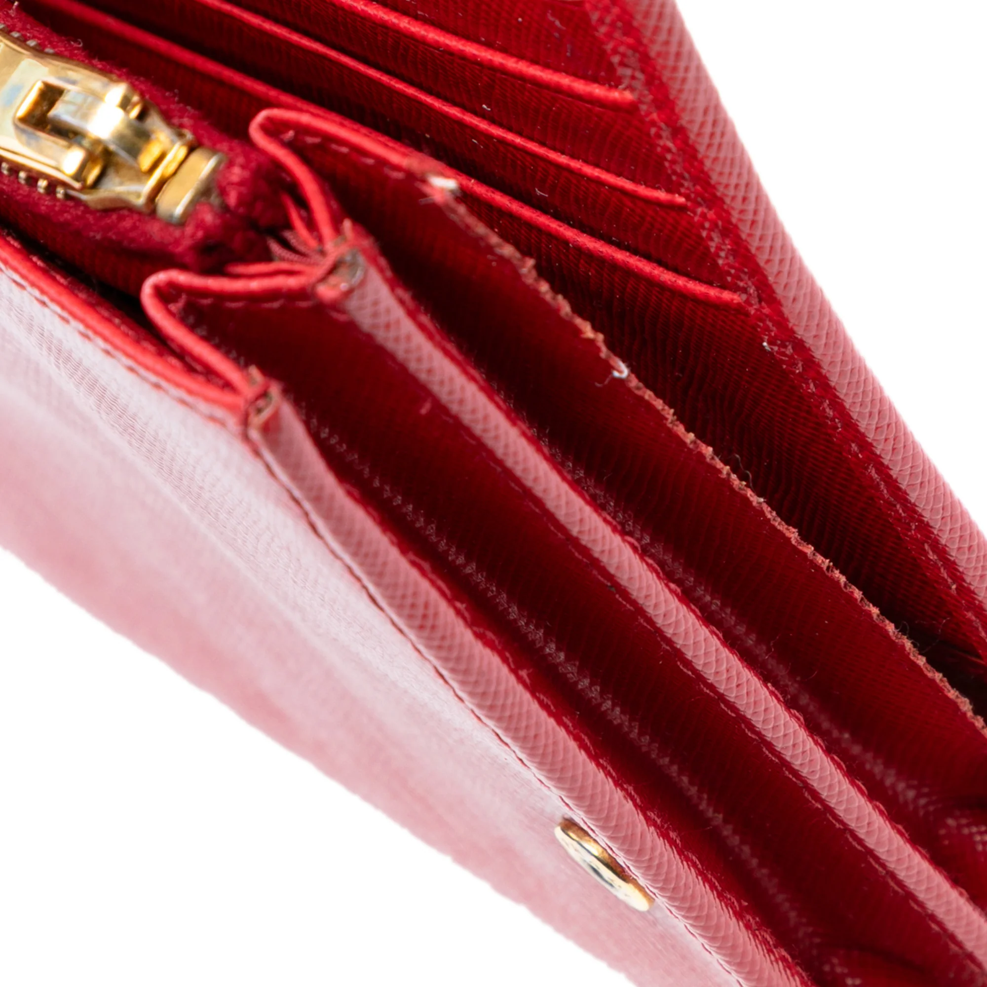 Prada | Pre-Owned Saffiano Wallet on Strap | Red - Image 7