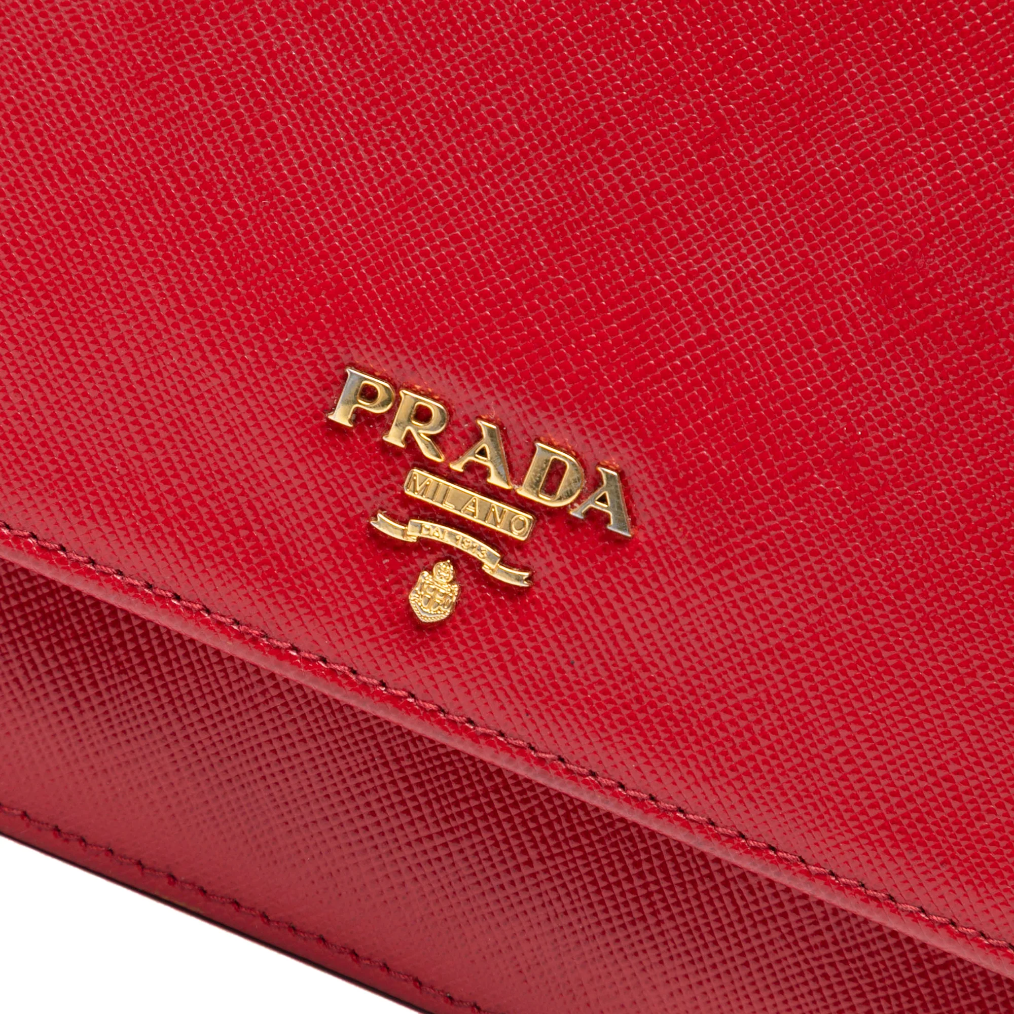 Prada | Pre-Owned Saffiano Wallet on Strap | Red - Image 8