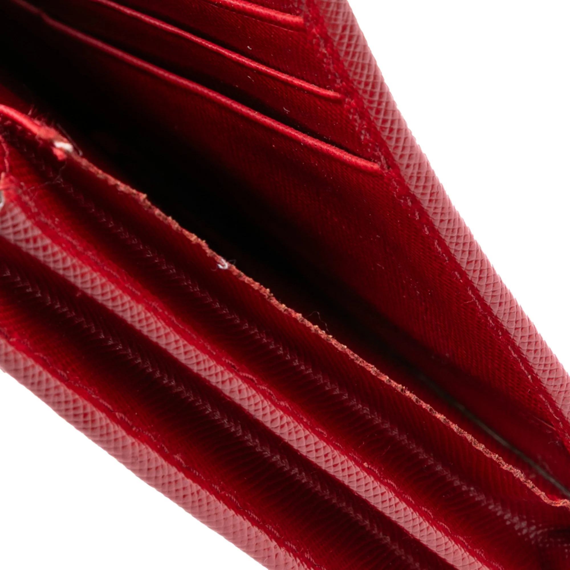 Prada | Pre-Owned Saffiano Wallet on Strap | Red - Image 9
