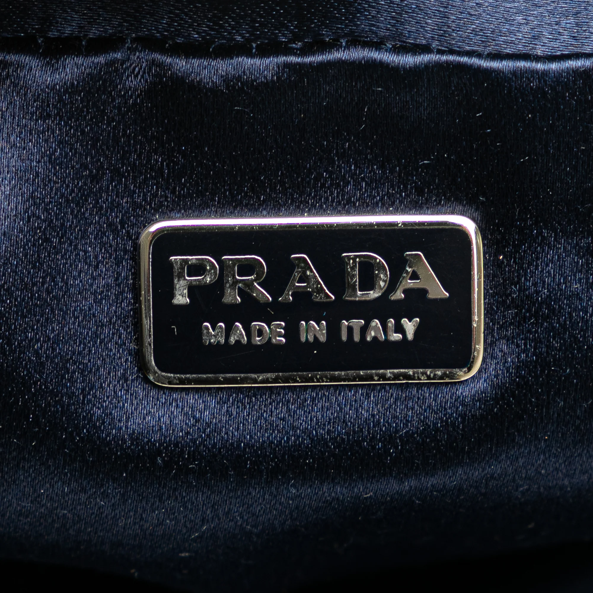 Prada | Pre-Owned Satin Trimmed Mesh Shoulder Bag | Blue/Dark Blue - Image 7