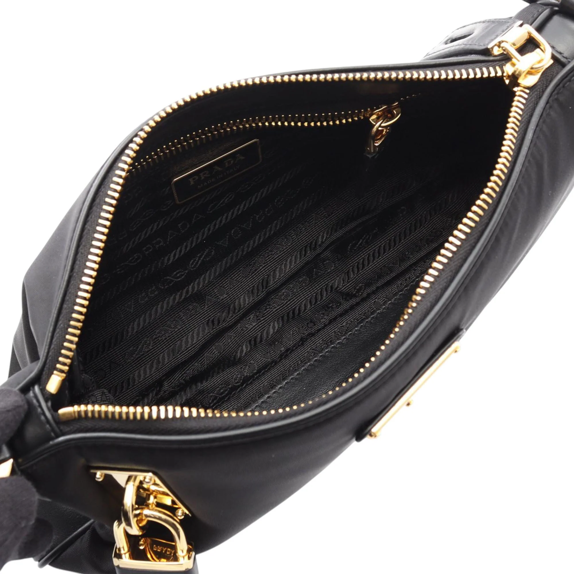 Prada | Pre-Owned Small Leather and Tessuto Crossbody | Black - Image 3