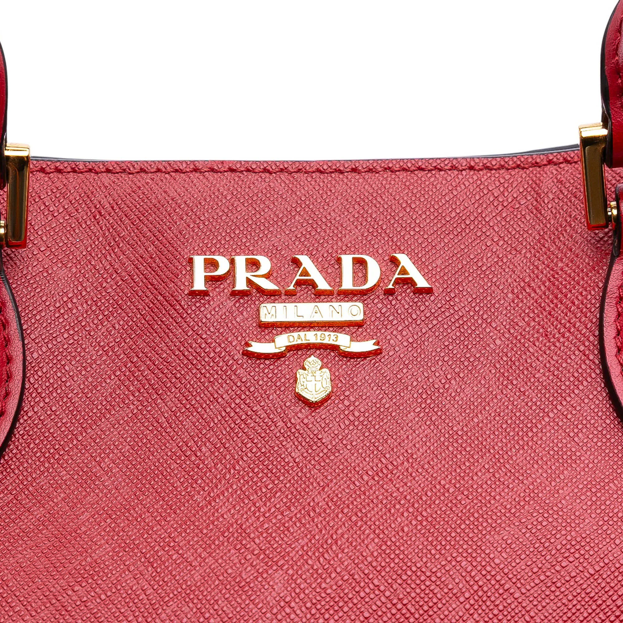 Prada | Pre-Owned Soft Calf Trimmed Saffiano Lux Satchel | Red - Image 11