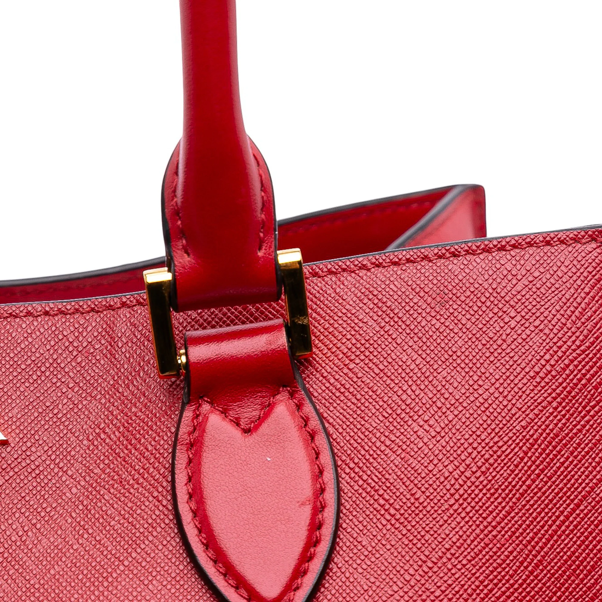 Prada | Pre-Owned Soft Calf Trimmed Saffiano Lux Satchel | Red - Image 12
