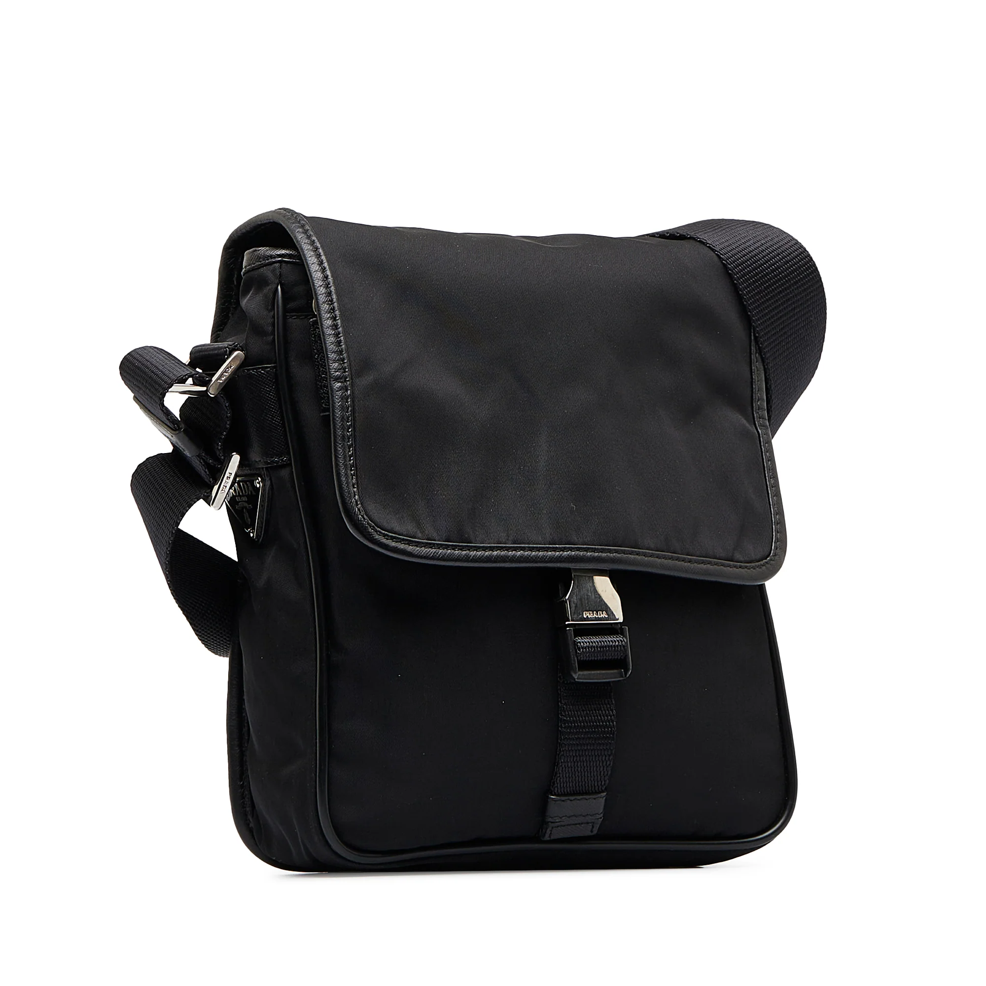 Prada | Pre-Owned Tessuto Buckle Messenger Bag - I | Black - Image 2