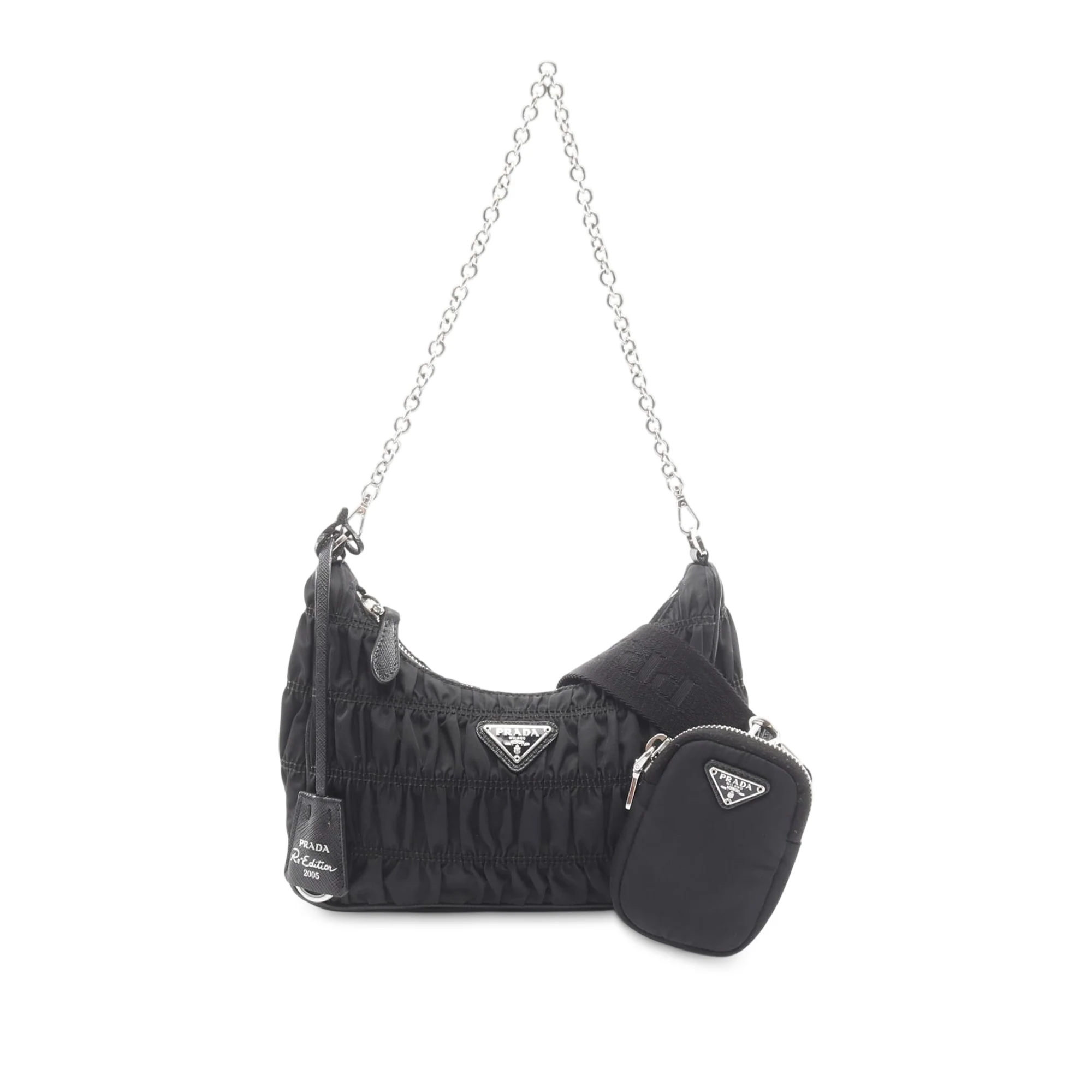 Prada | Pre-Owned Tessuto Gaufre Re Edition Shoulder Bag | Black