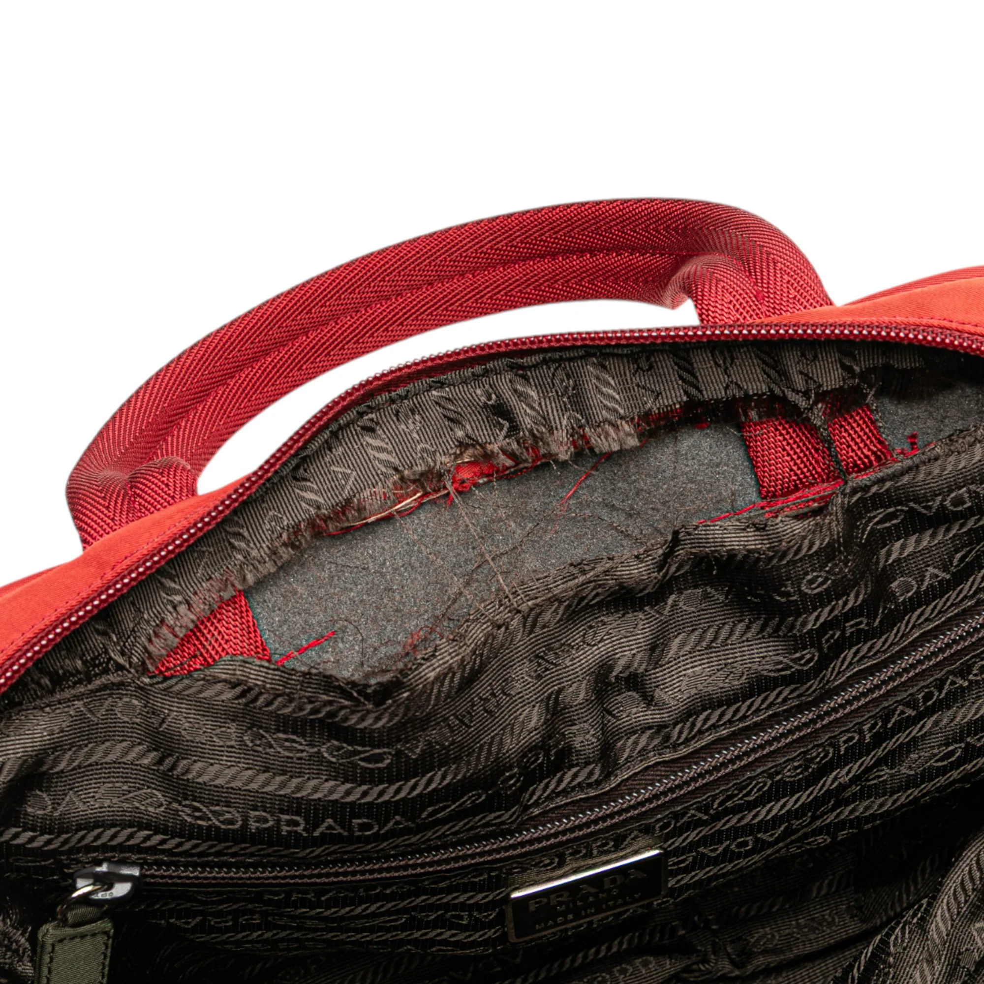 Prada | Pre-Owned Tessuto Handbag | Red - Image 9