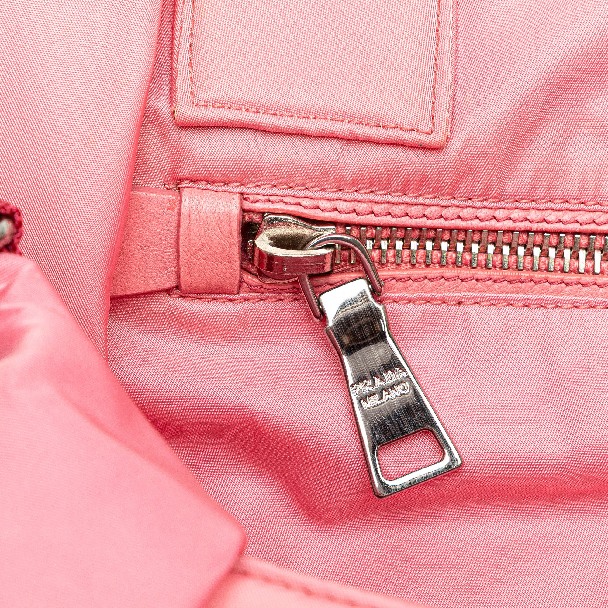 Prada | Pre-Owned Tessuto Reversible Satchel | Pink/Dark Pink - Image 10