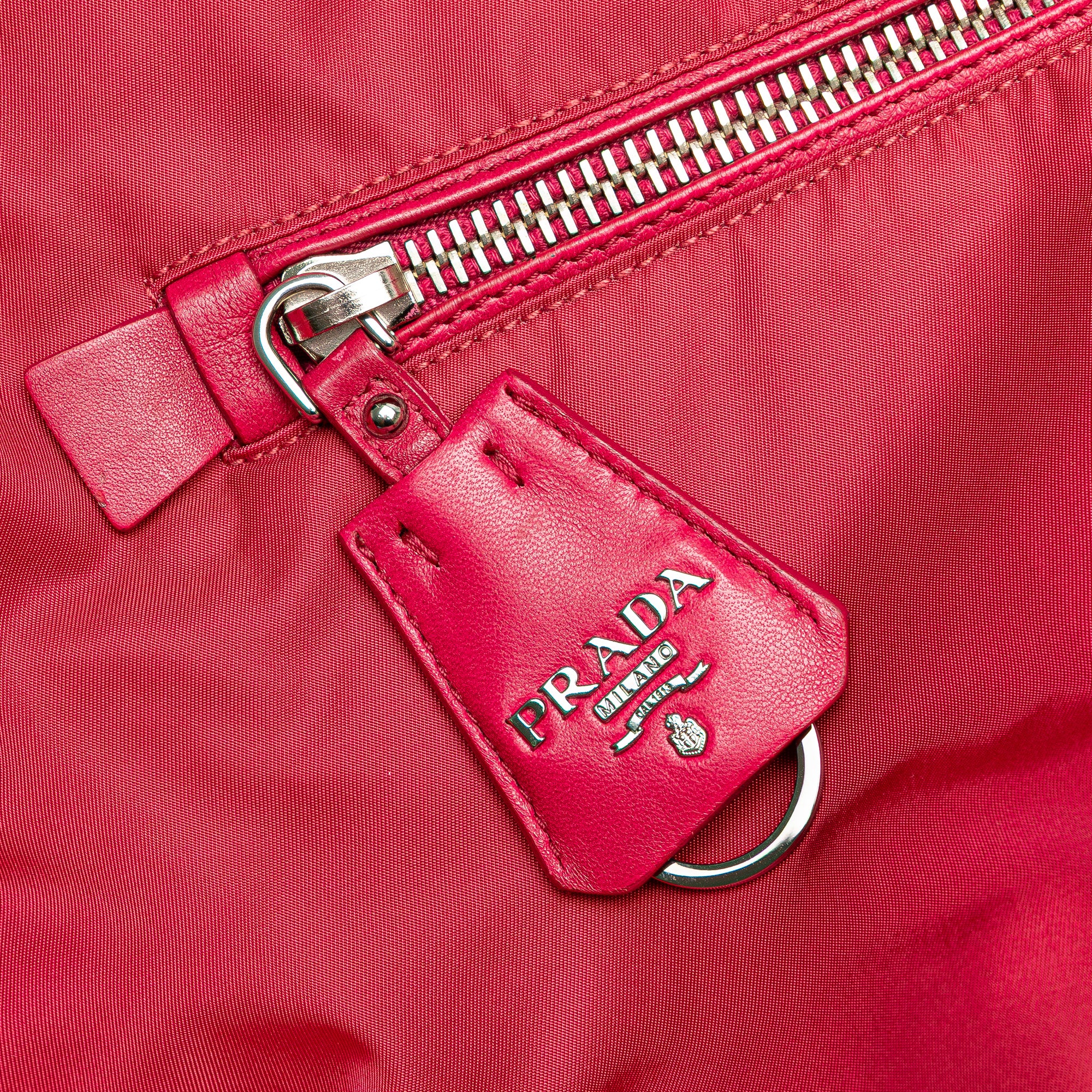 Prada | Pre-Owned Tessuto Reversible Satchel | Pink/Dark Pink - Image 11