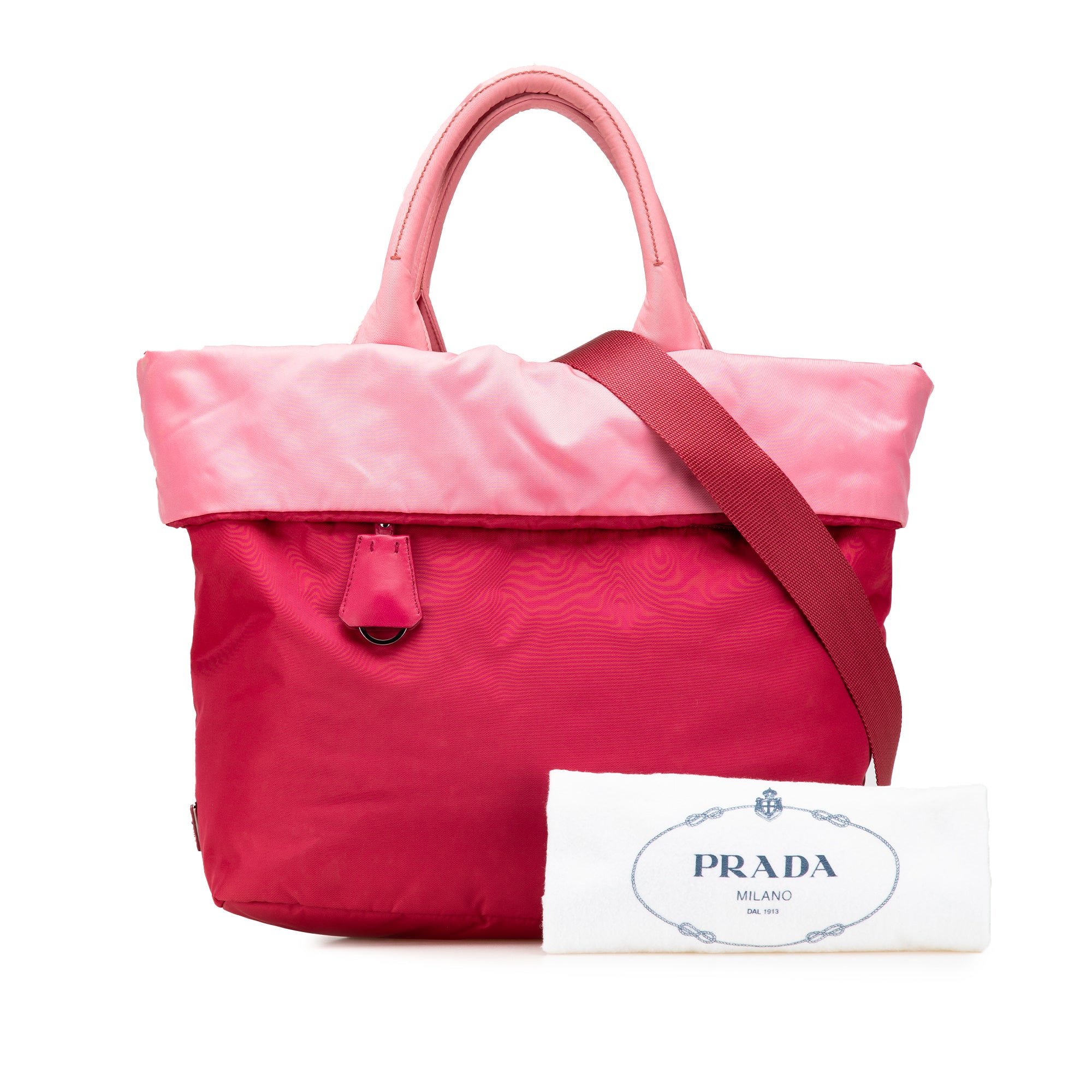 Prada | Pre-Owned Tessuto Reversible Satchel | Pink/Dark Pink - Image 12