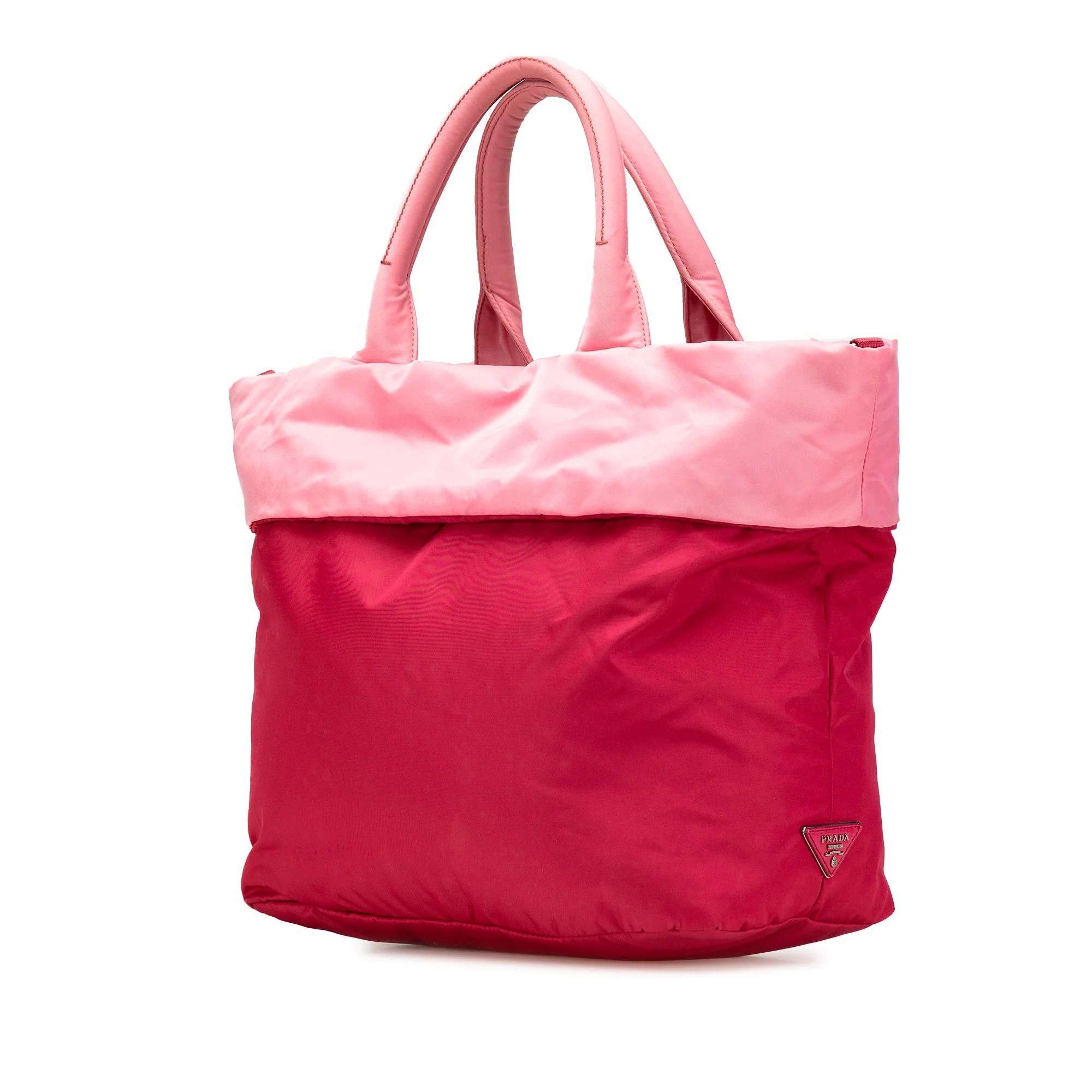 Prada | Pre-Owned Tessuto Reversible Satchel | Pink/Dark Pink - Image 4