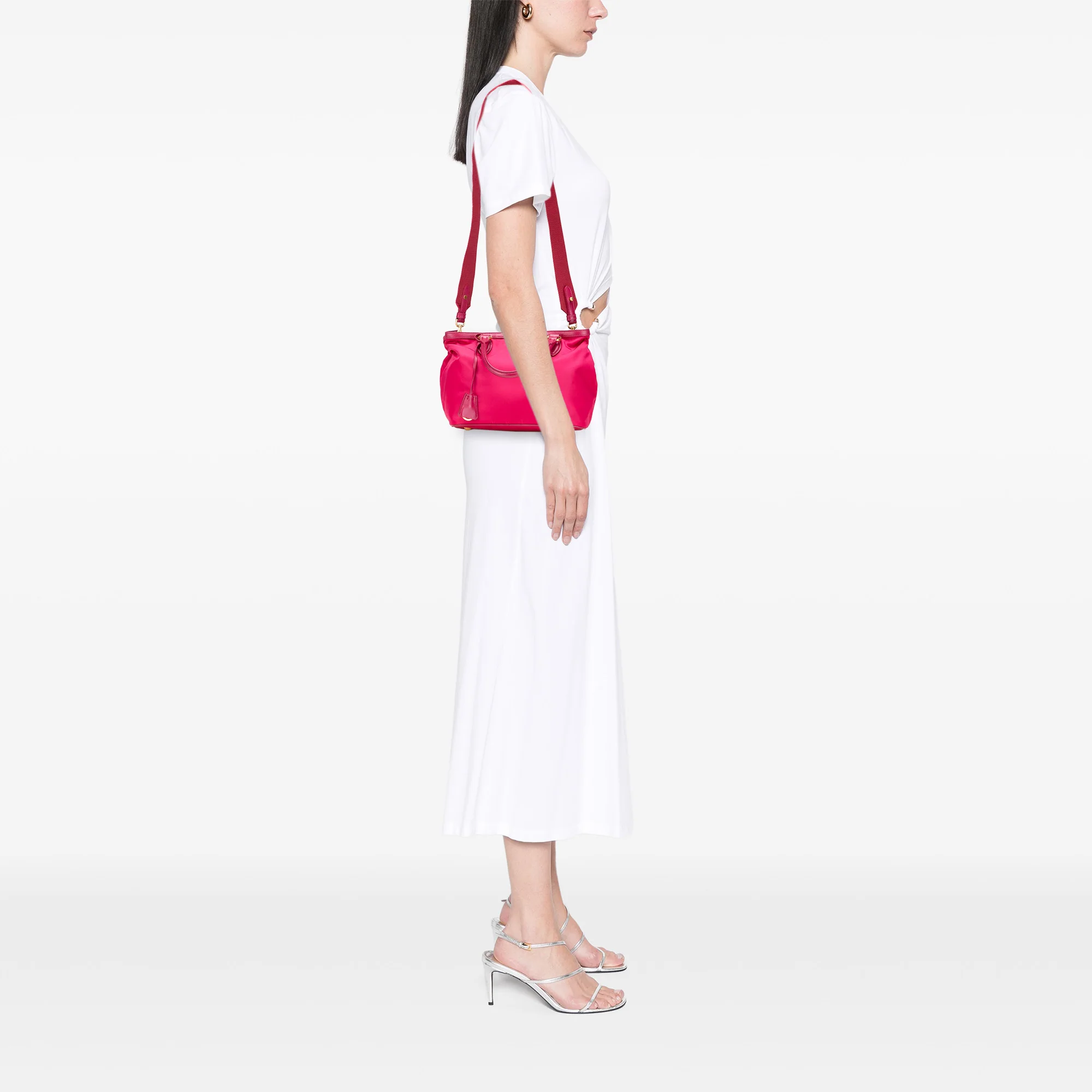 Prada | Pre-Owned Tessuto Satchel | Pink/Hot Pink - Image 4
