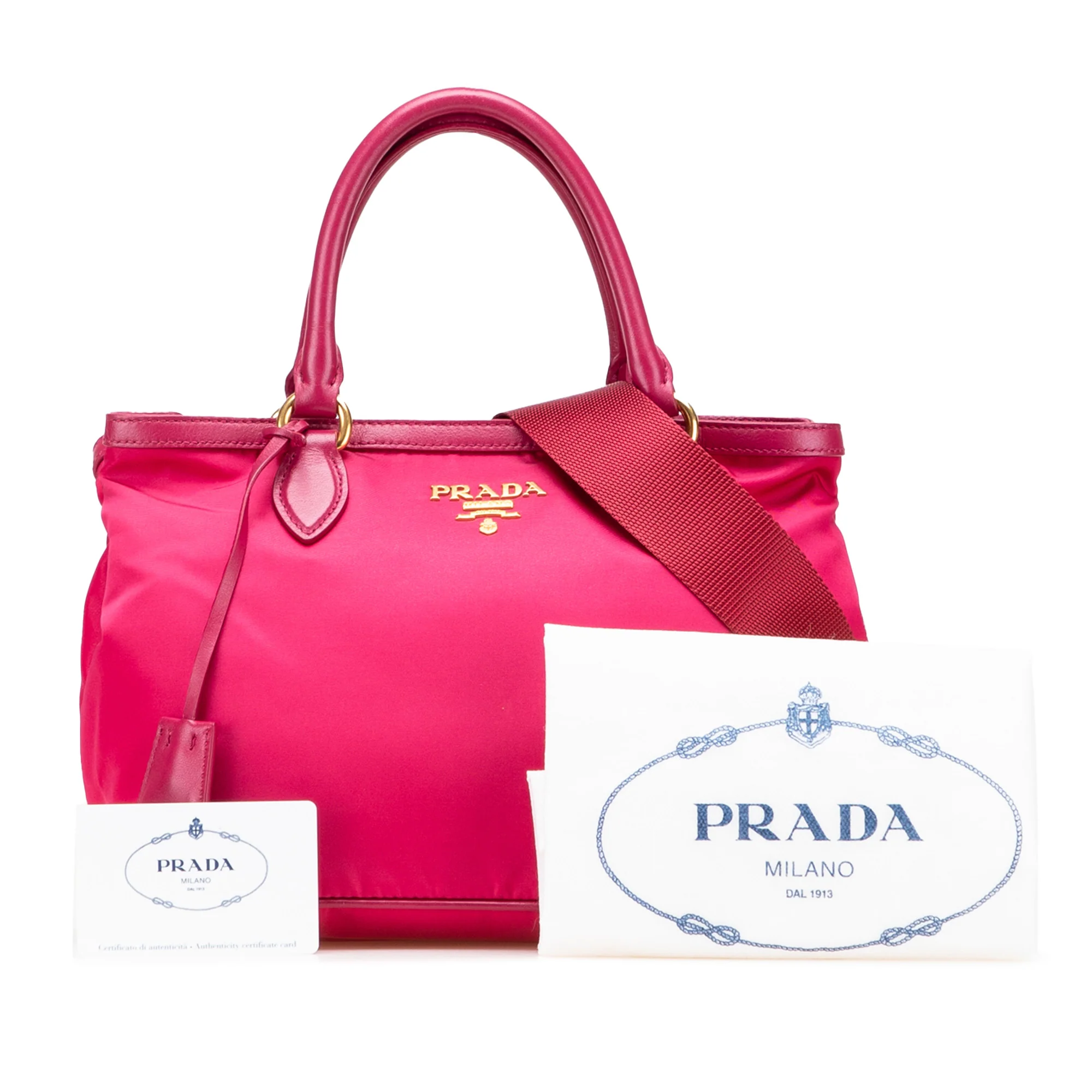 Prada | Pre-Owned Tessuto Satchel | Pink/Hot Pink - Image 5