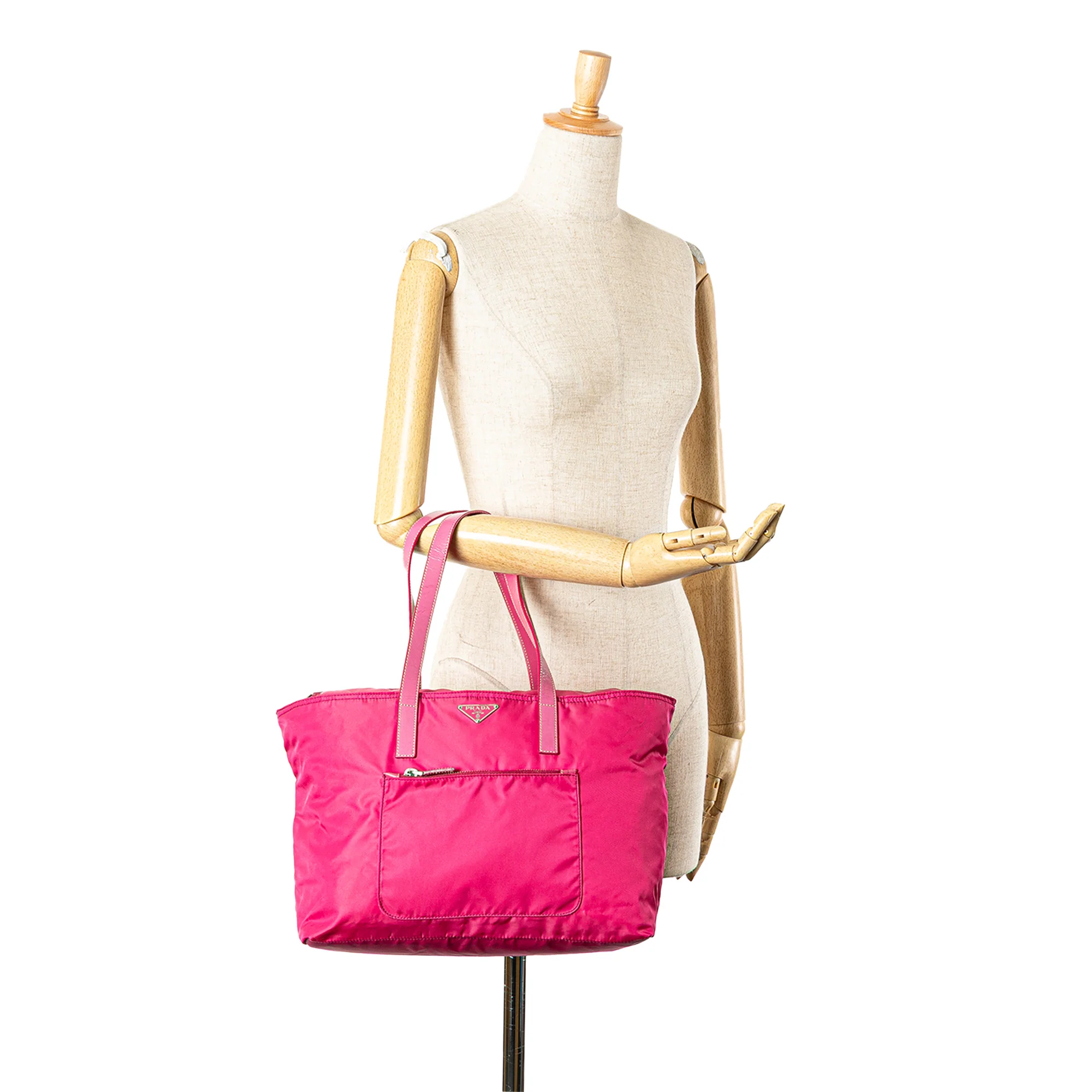 Prada | Pre-Owned Tessuto Zip Tote | Pink/Hot Pink - Image 4