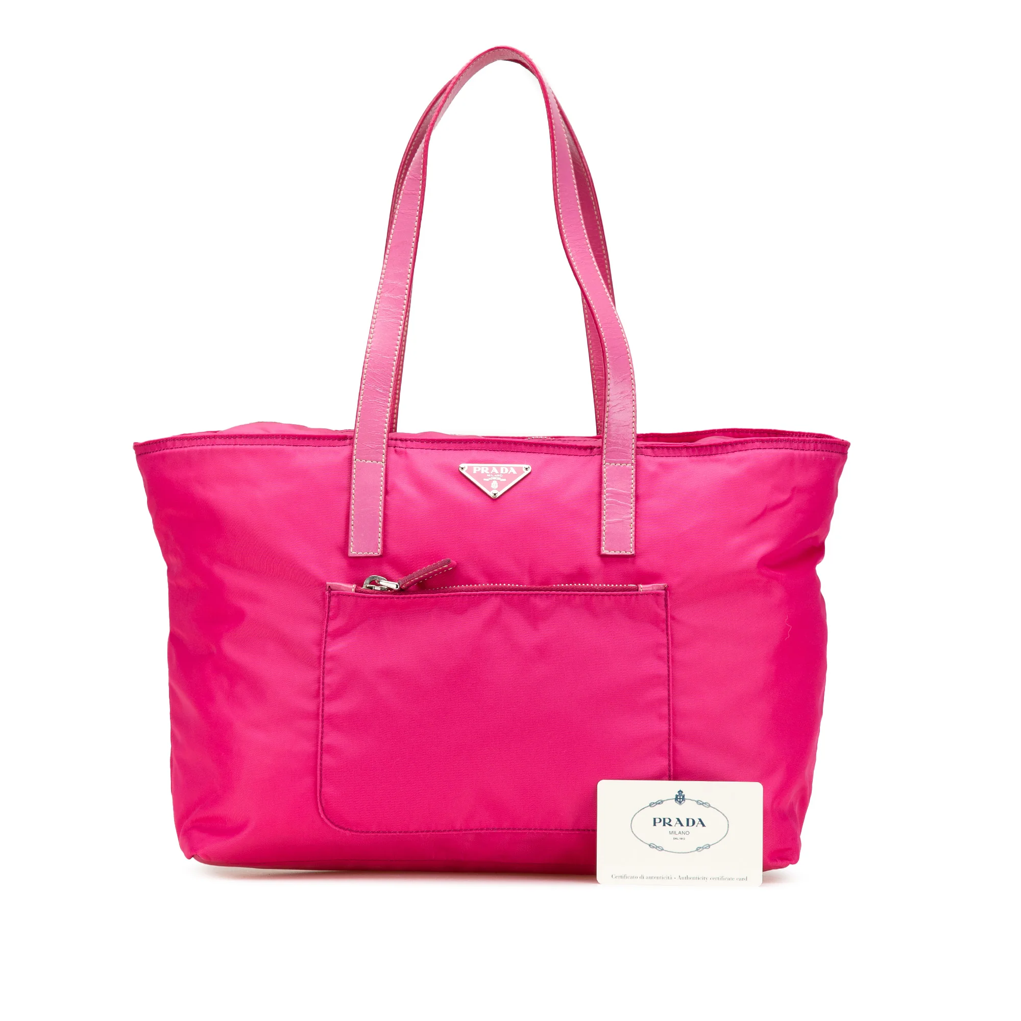 Prada | Pre-Owned Tessuto Zip Tote | Pink/Hot Pink - Image 5