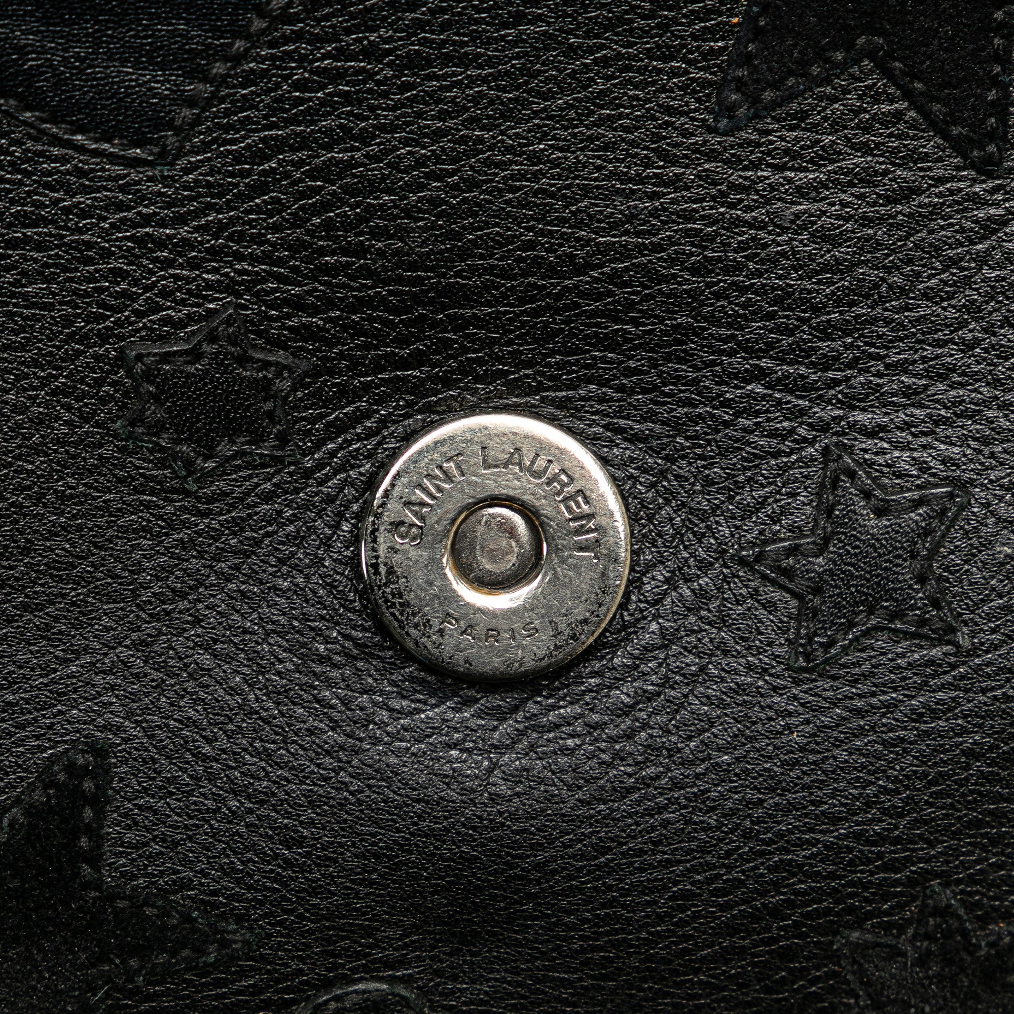 Saint Laurent | Pre-Owned Medium Monogram Heart Patchwork Chain Wallet | Black - Image 3