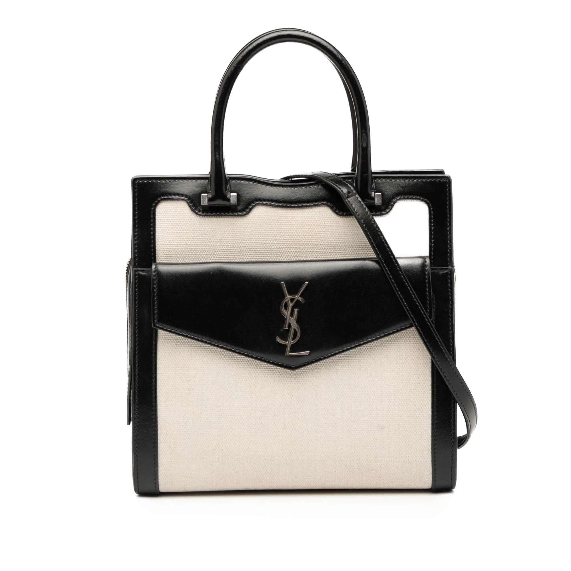 Saint Laurent | Pre-Owned Small Canvas Uptown Satchel | White