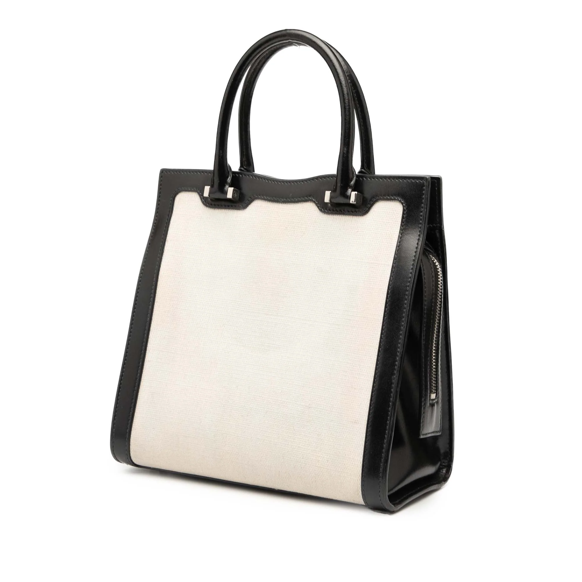 Saint Laurent | Pre-Owned Small Canvas Uptown Satchel | White - Image 2
