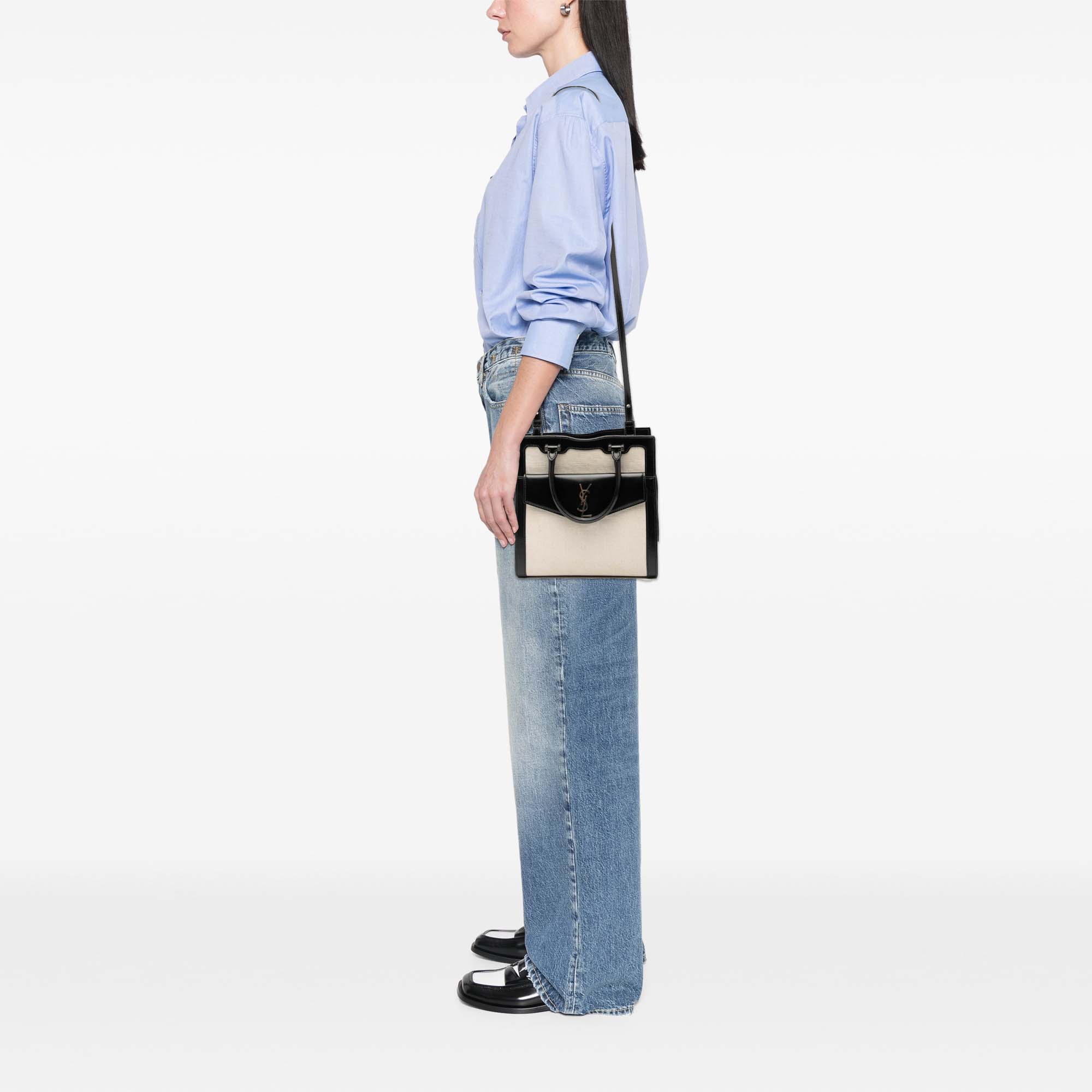 Saint Laurent | Pre-Owned Small Canvas Uptown Satchel | White - Image 7