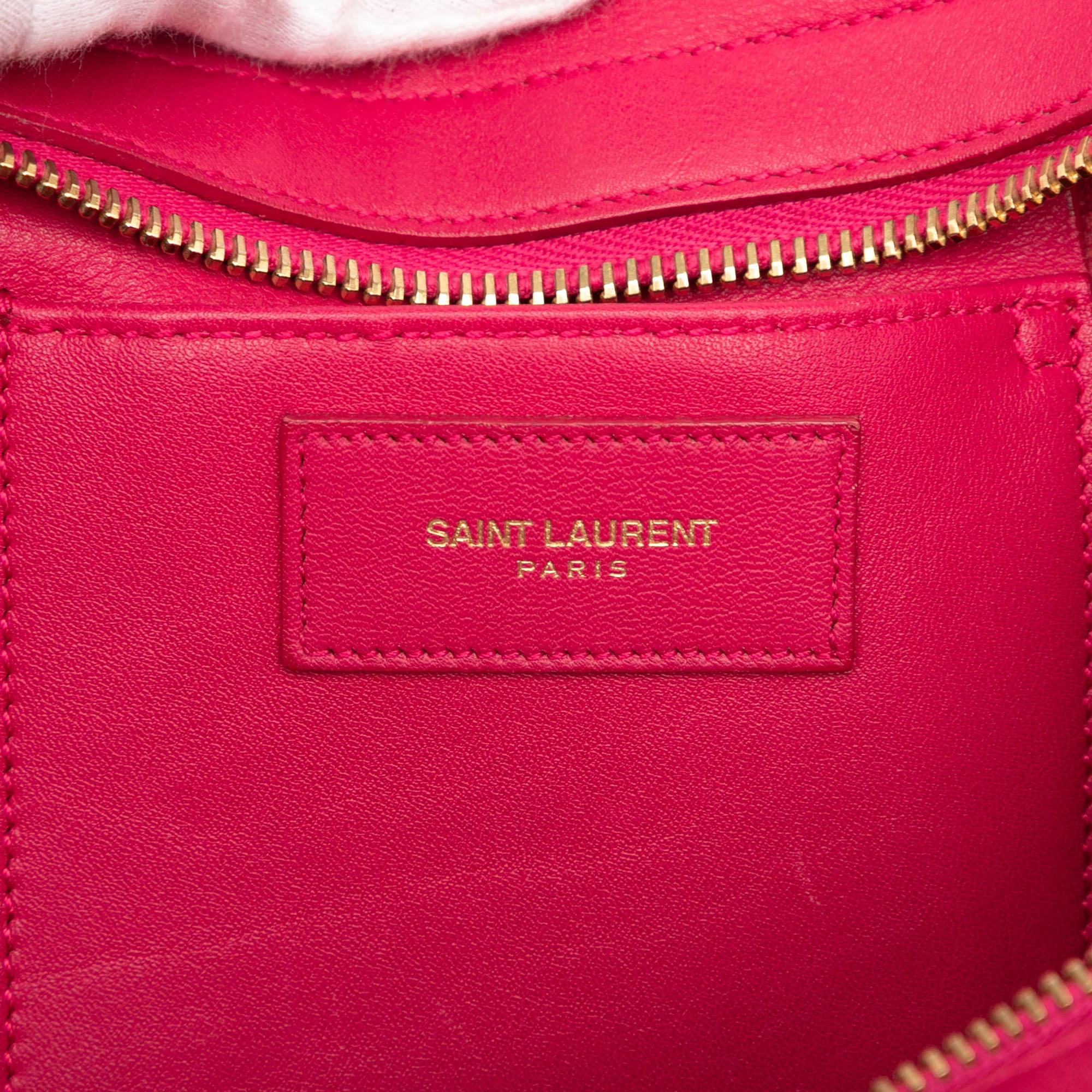 Saint Laurent | Pre-Owned Small Leather Classic Y Cabas Satchel | Pink/Hot Pink - Image 5