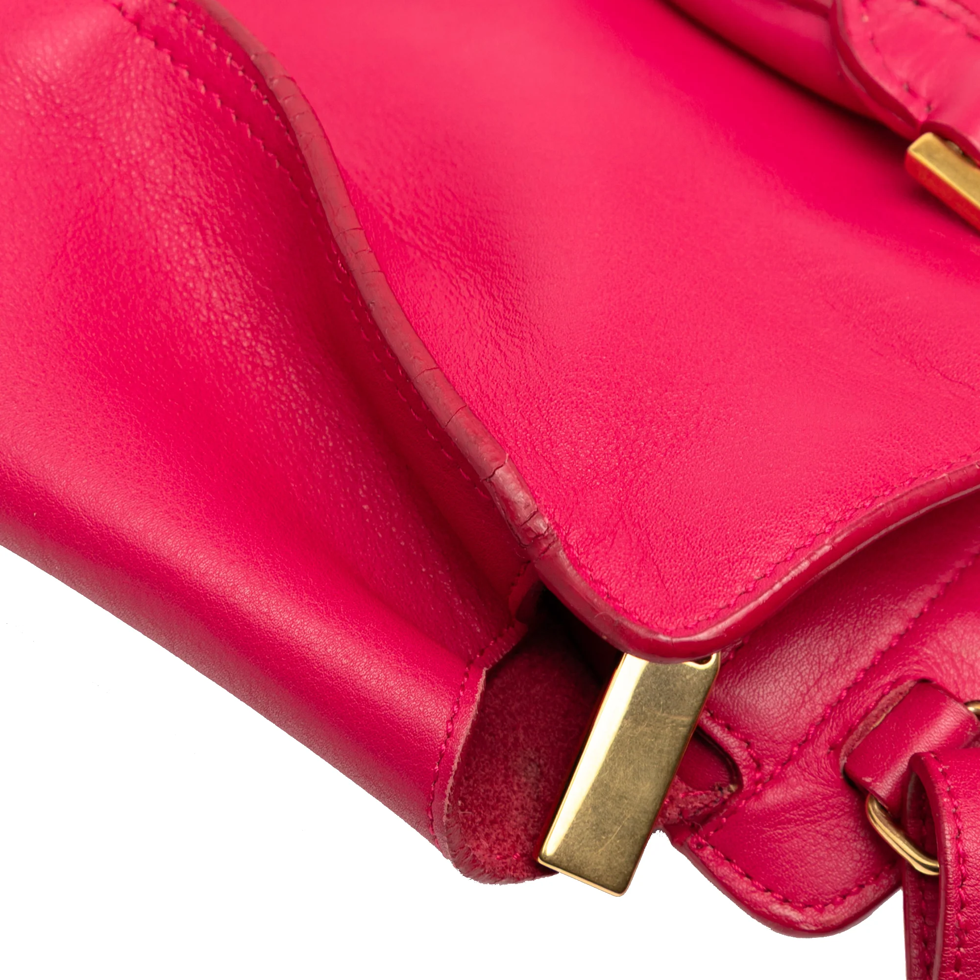 Saint Laurent | Pre-Owned Small Leather Classic Y Cabas Satchel | Pink/Hot Pink - Image 7