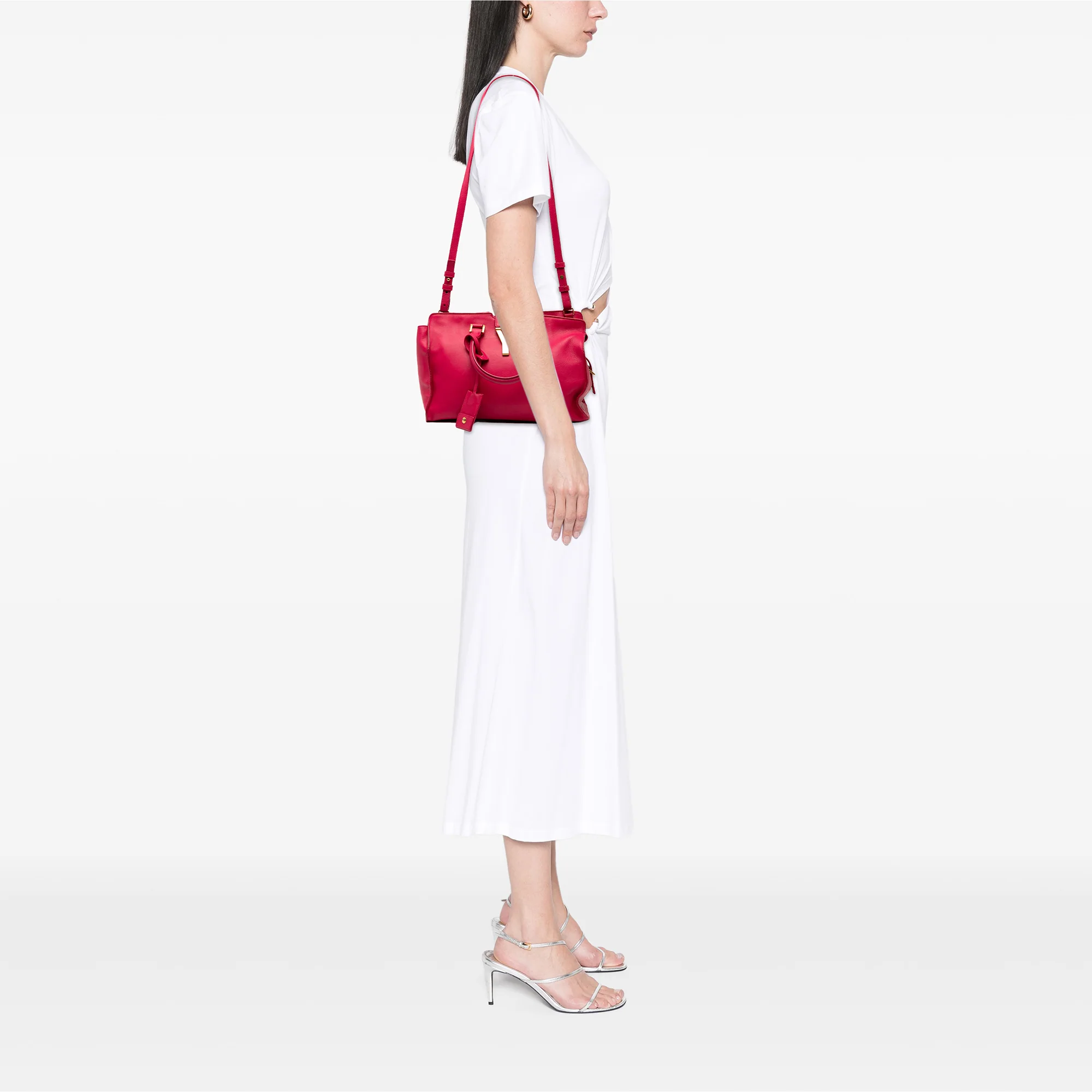 Saint Laurent | Pre-Owned Small Leather Classic Y Cabas Satchel | Pink/Hot Pink - Image 8
