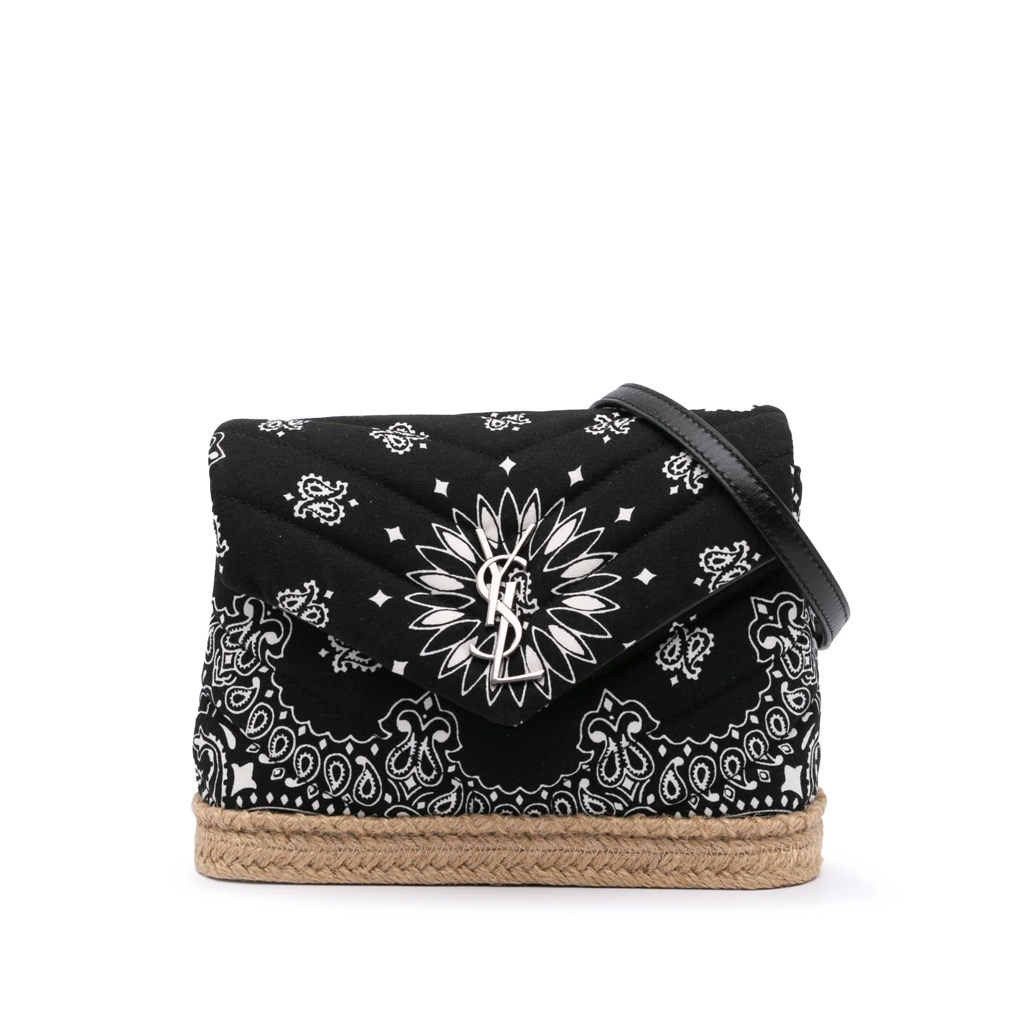 Saint Laurent | Pre-Owned Toy Matelasse Cotton Bandana Print Monogram LouLou Crossbody | Black