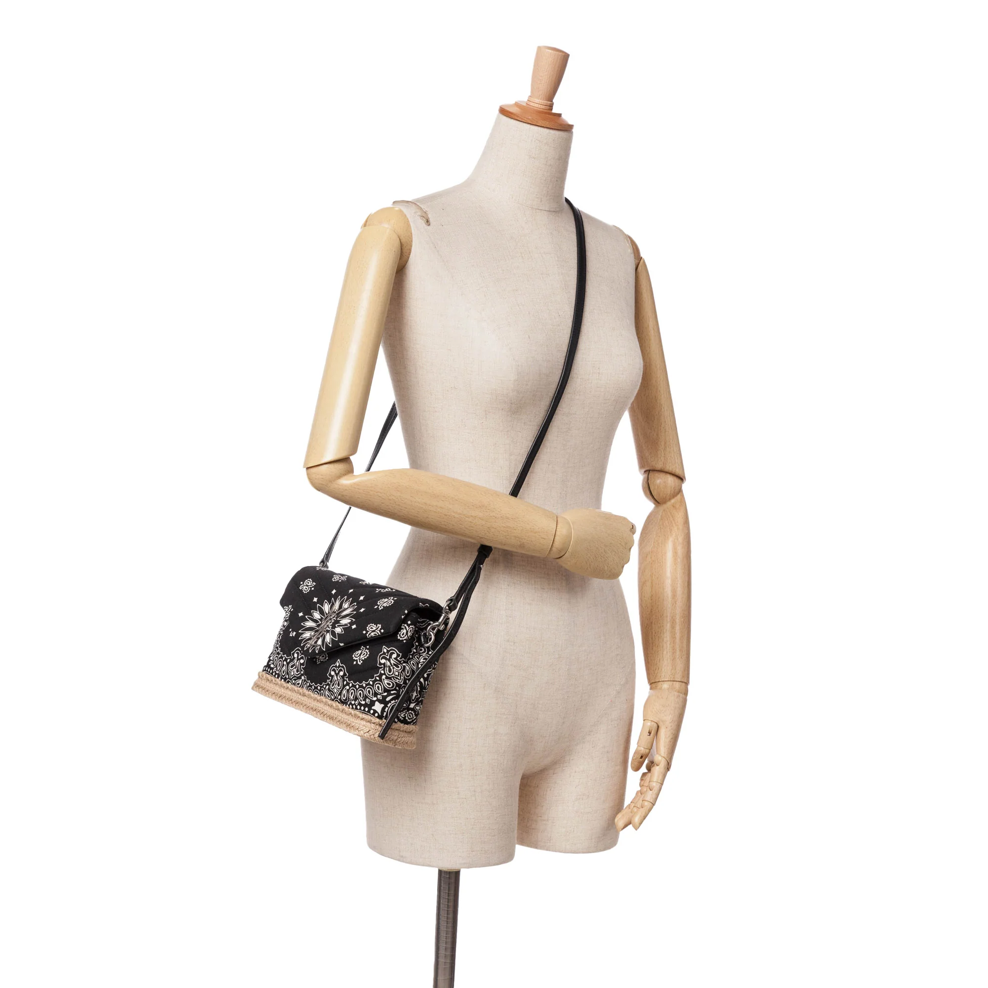 Saint Laurent | Pre-Owned Toy Matelasse Cotton Bandana Print Monogram LouLou Crossbody | Black - Image 4