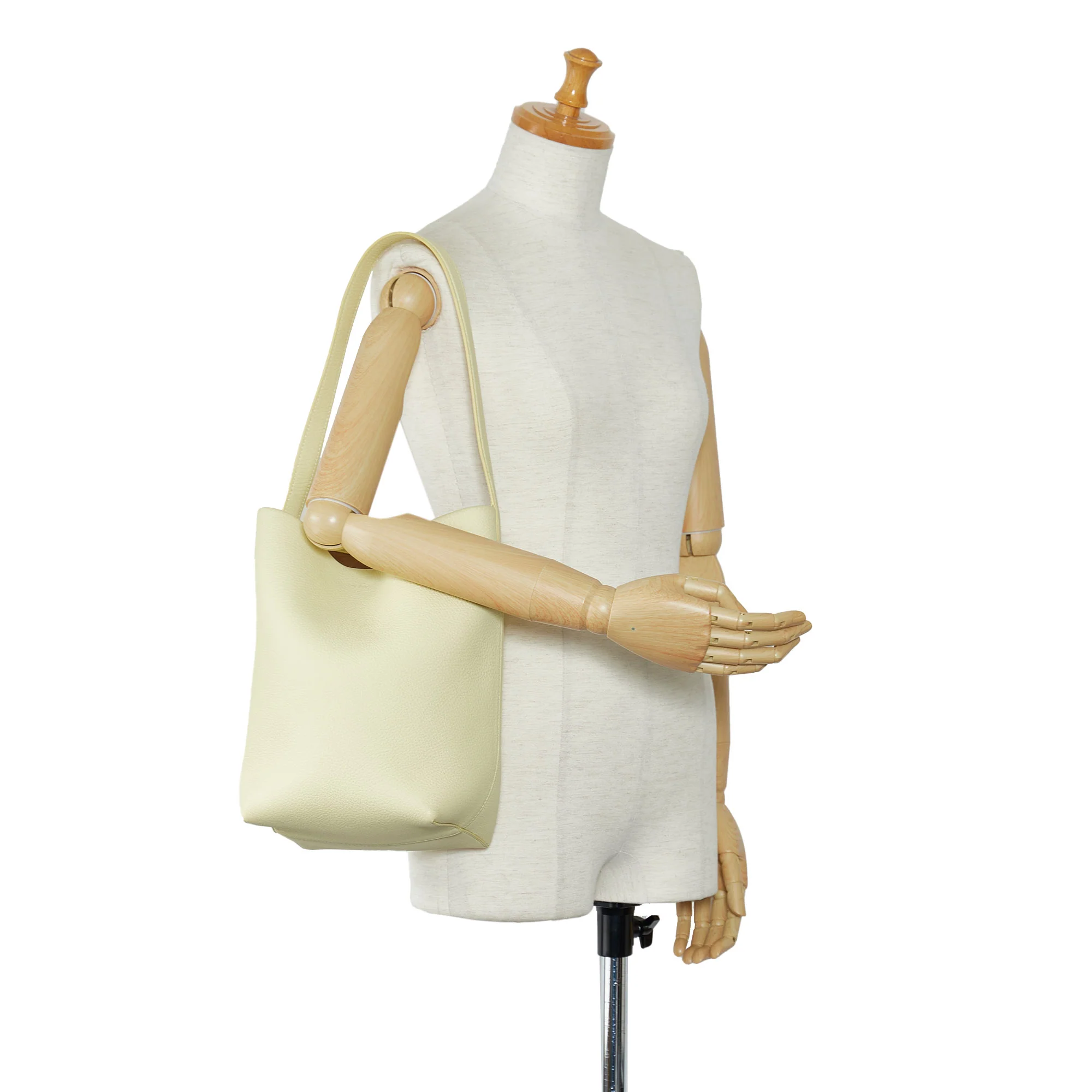 The Row | Pre-Owned Medium N/S Park Tote | Yellow/Light Yellow - Image 2