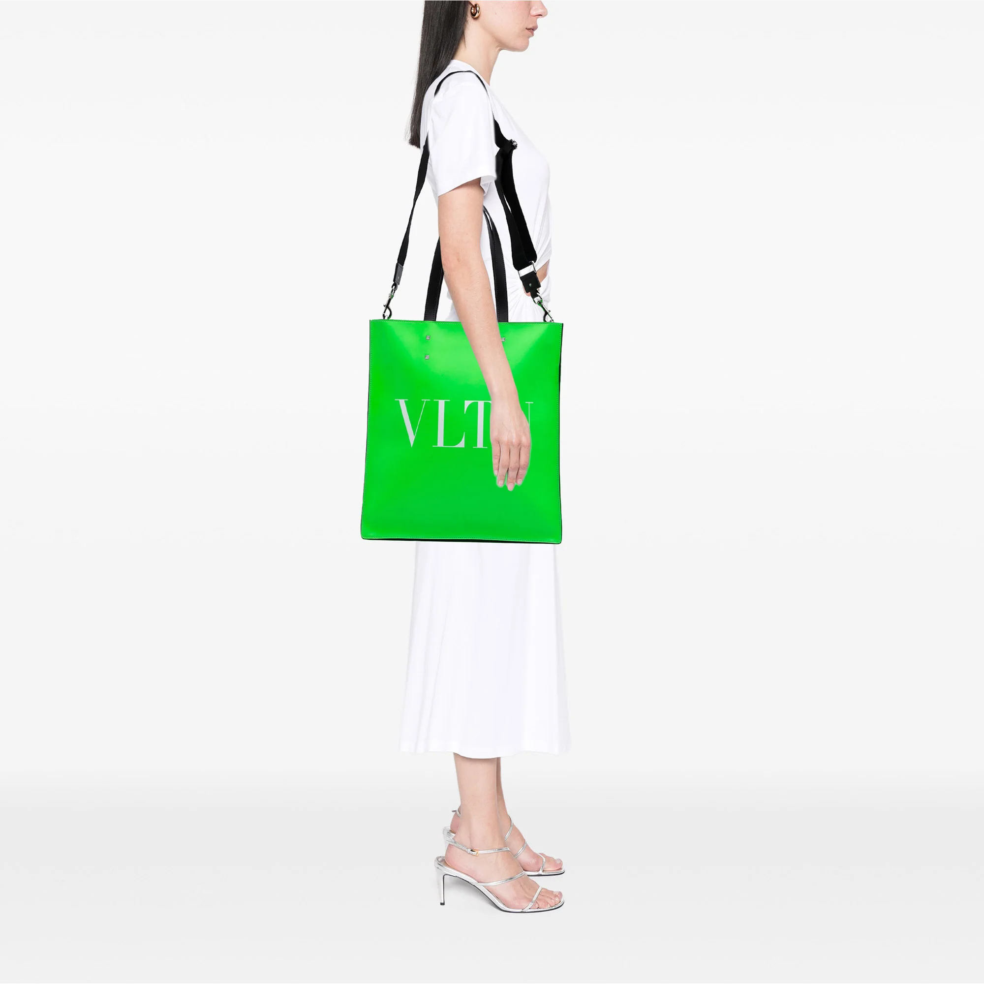 Valentino | Pre-Owned Leather VLTN Satchel | Green/Lime - Image 3