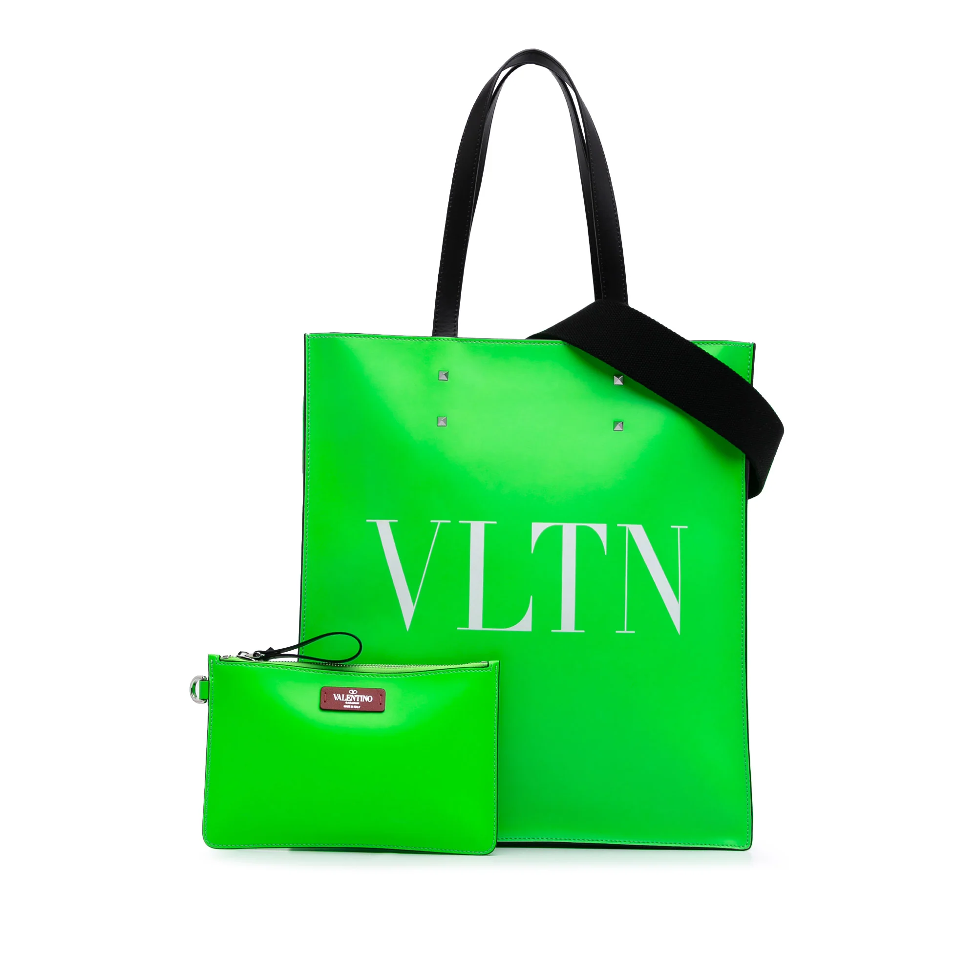 Valentino | Pre-Owned Leather VLTN Satchel | Green/Lime - Image 4