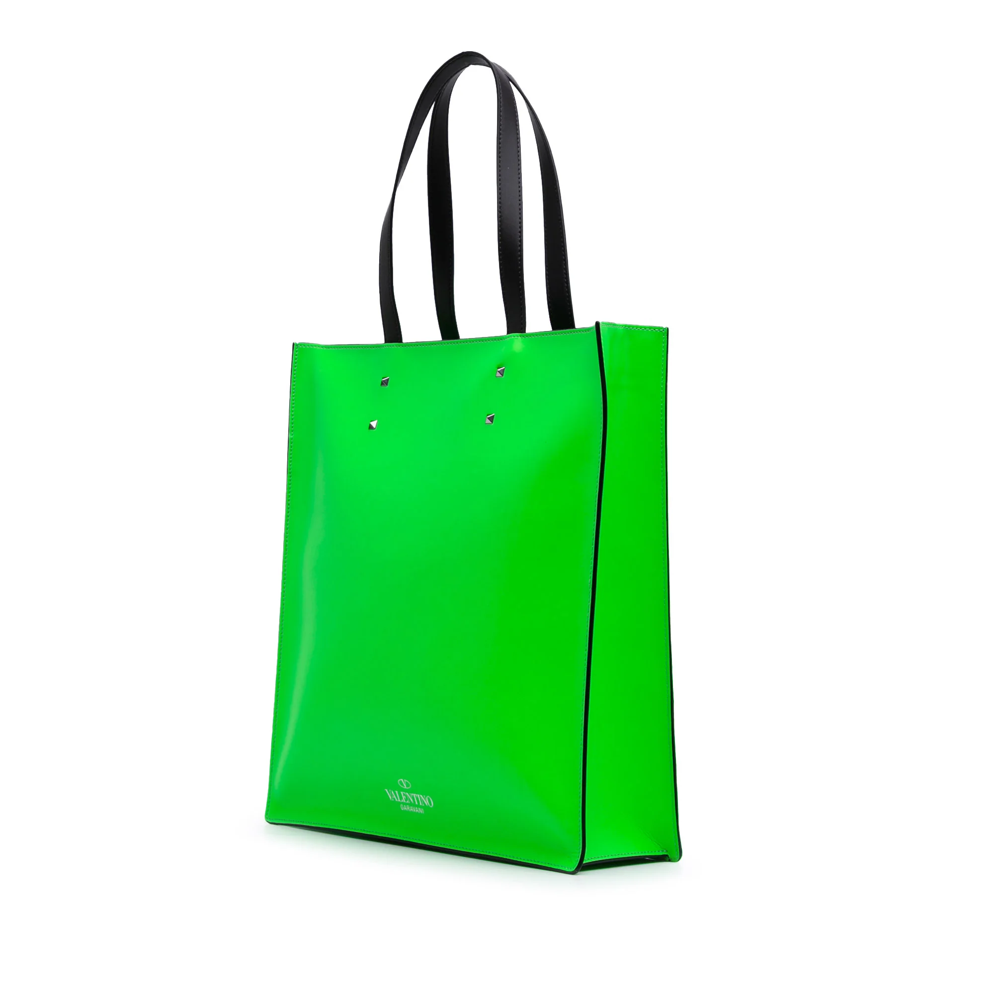 Valentino | Pre-Owned Leather VLTN Satchel | Green/Lime - Image 5