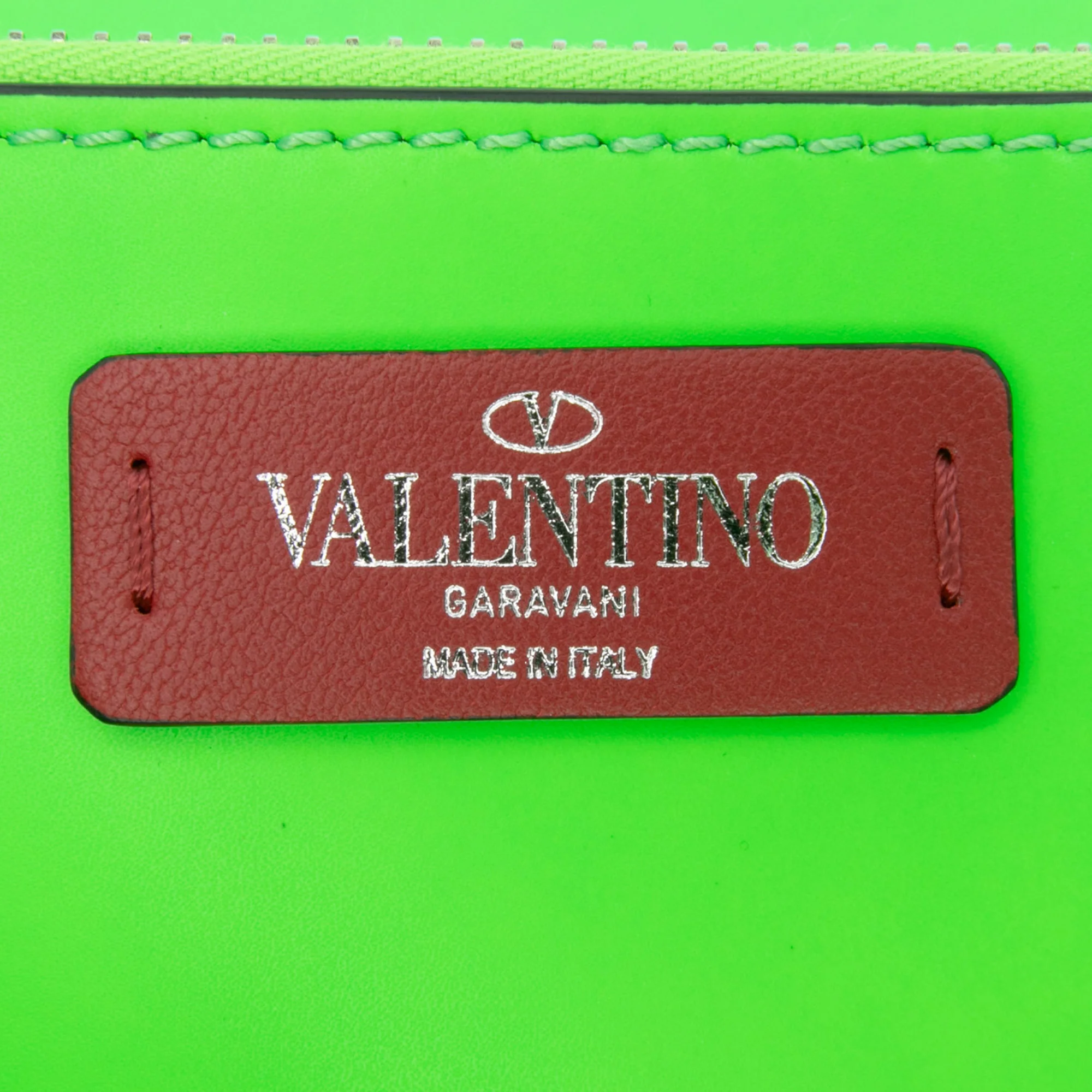 Valentino | Pre-Owned Leather VLTN Satchel | Green/Lime - Image 9