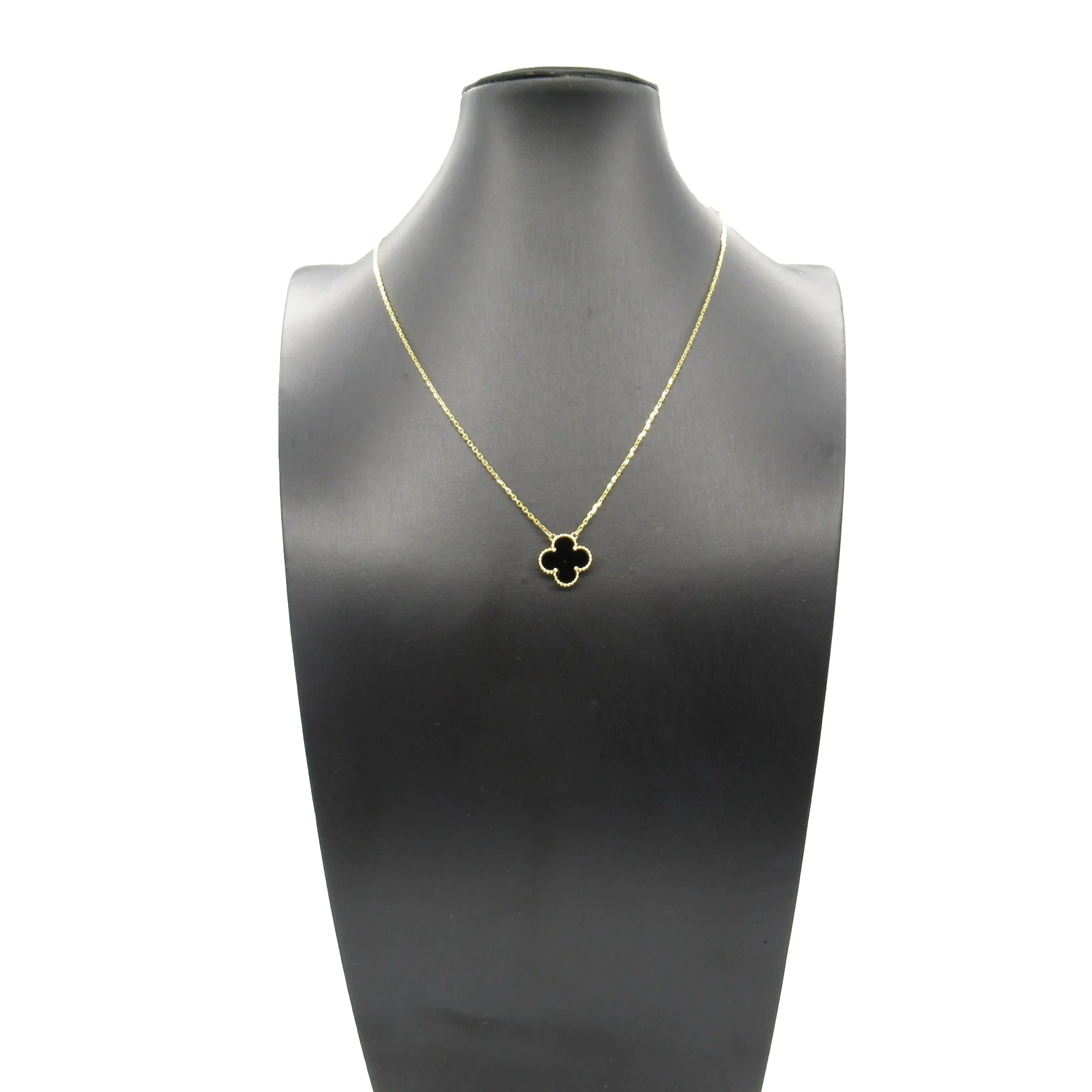 Van Cleef and Arpels | Pre-Owned 18K Yellow Gold and Onyx Vintage Alhambra Pendant Necklace | Gold/BlackBlackBlack - Image 6