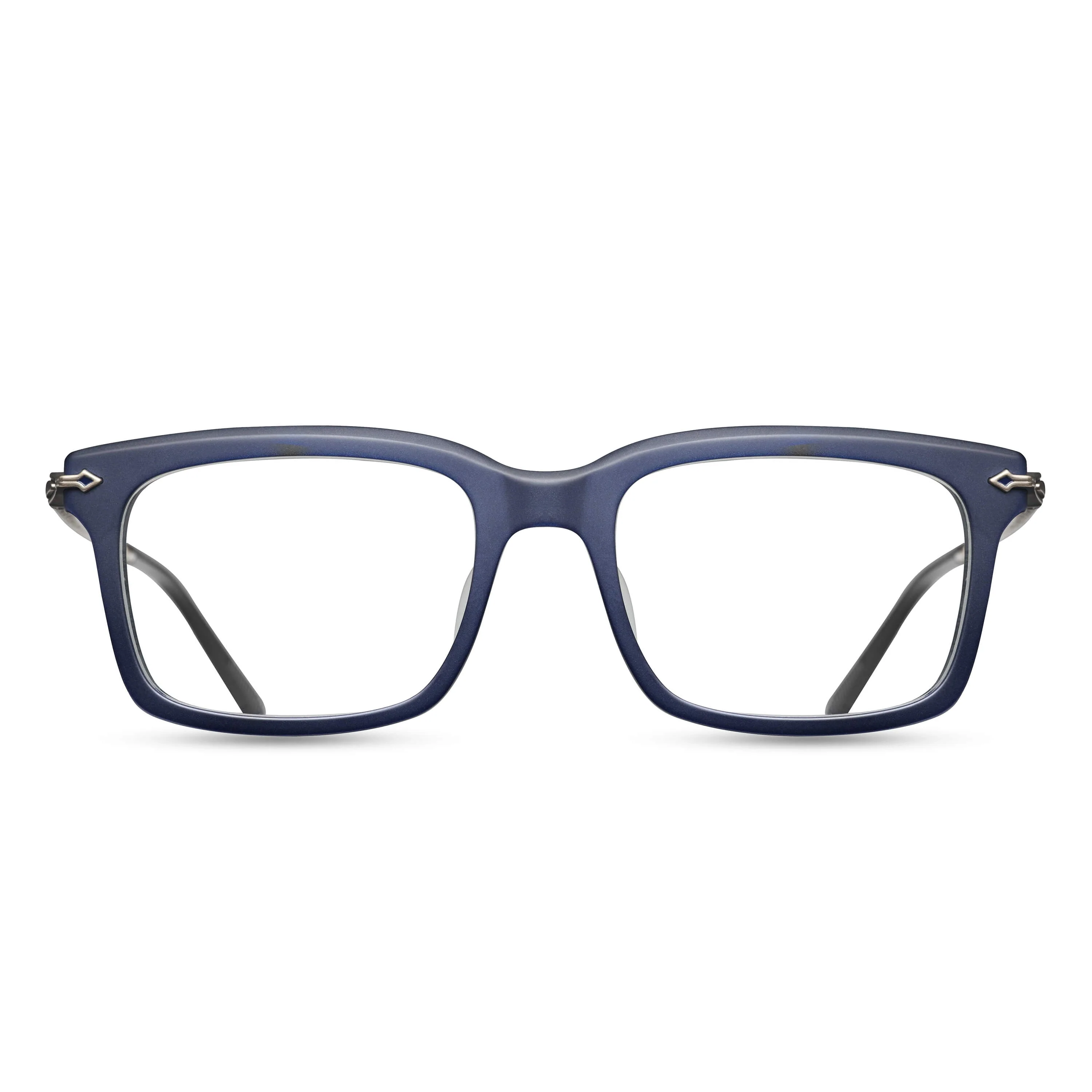Mens | M2037 Rectangle Optical | Matte Navy/Antique Silver | Clear Lens | 50MM