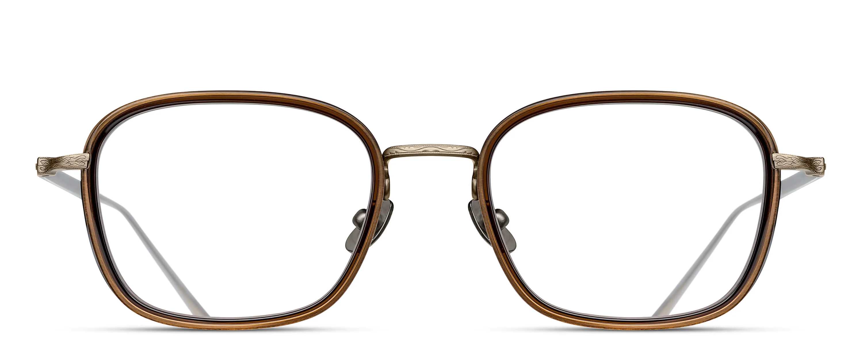 Mens | M3075 Rectangle Optical Glass | Taupe/Antique Gold | Clear | 52MM