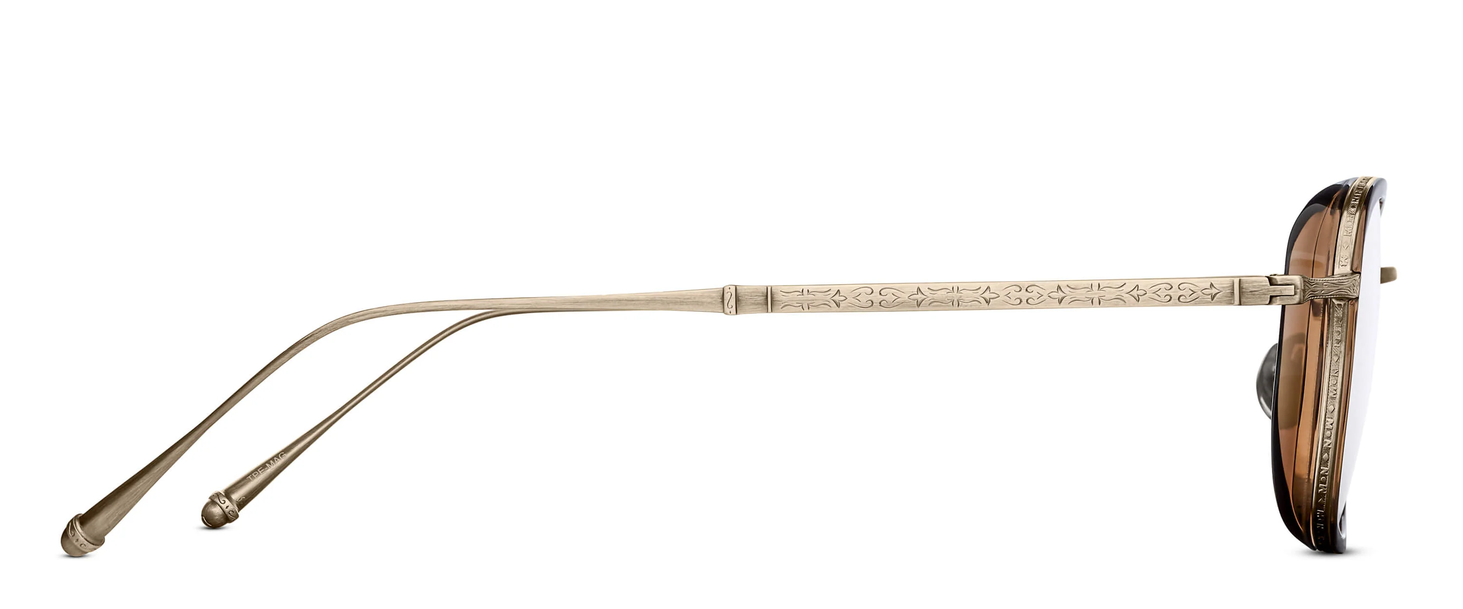 Mens | M3075 Rectangle Optical Glass | Taupe/Antique Gold | Clear | 52MM - Image 2