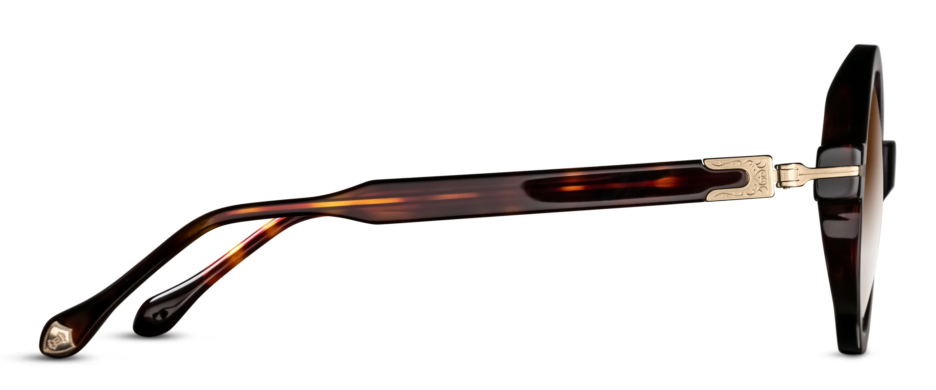 Unisex | M2059 Round Sunglass | Brushed Gold/Dark Tortoise | Brown Gradient Lenses | 48MM - Image 2