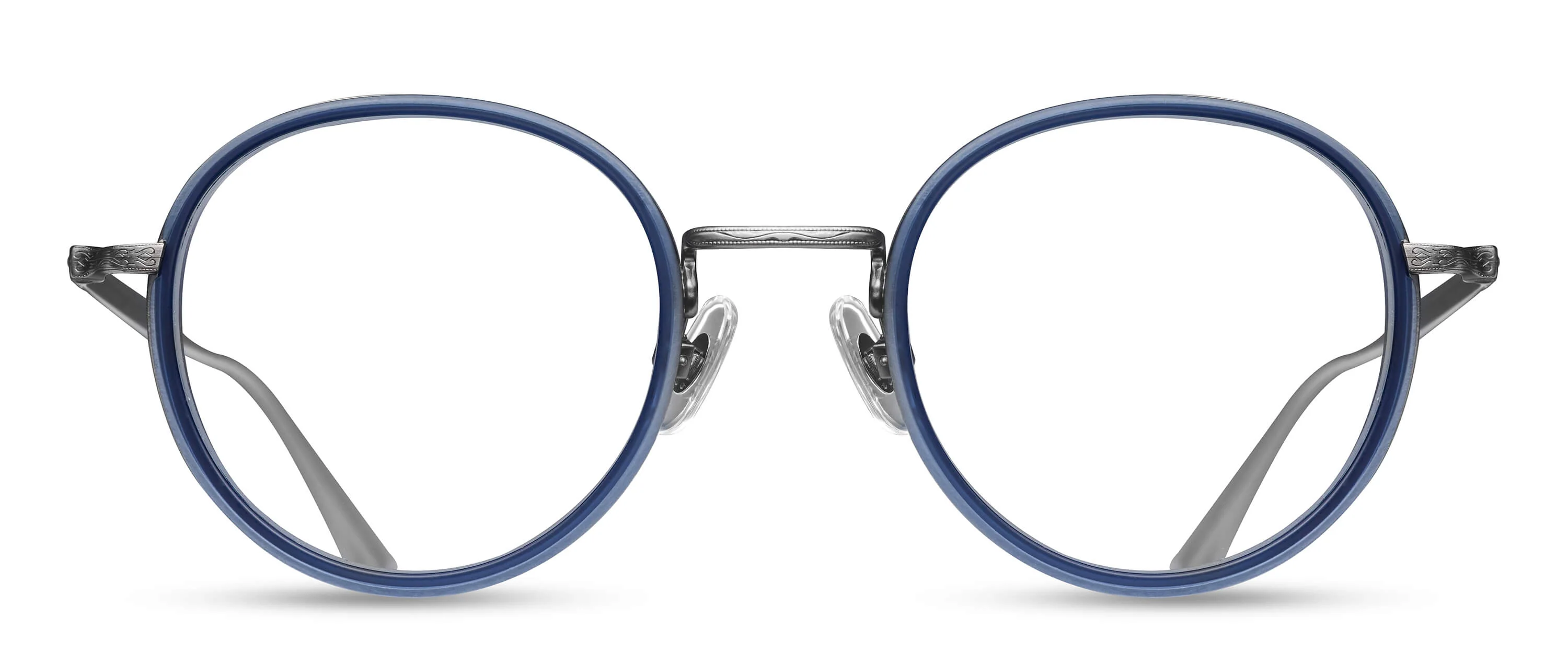 Unisex | M3063 Panto Optical Glass | Antique Silver/Matte Blue | Clear | 47MM