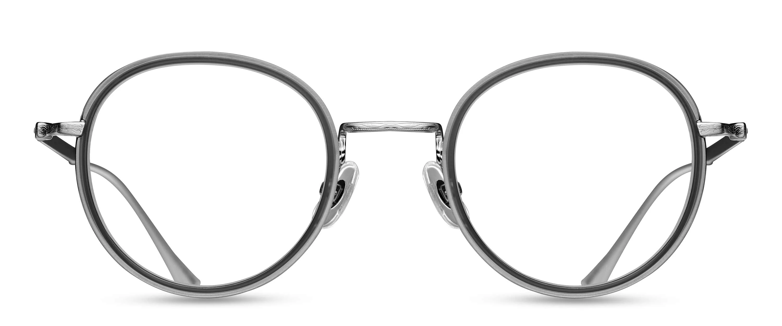 Unisex | M3063 Panto Optical Glass | Brushed Silver/Matte Grey Crystal | Clear | 47MM