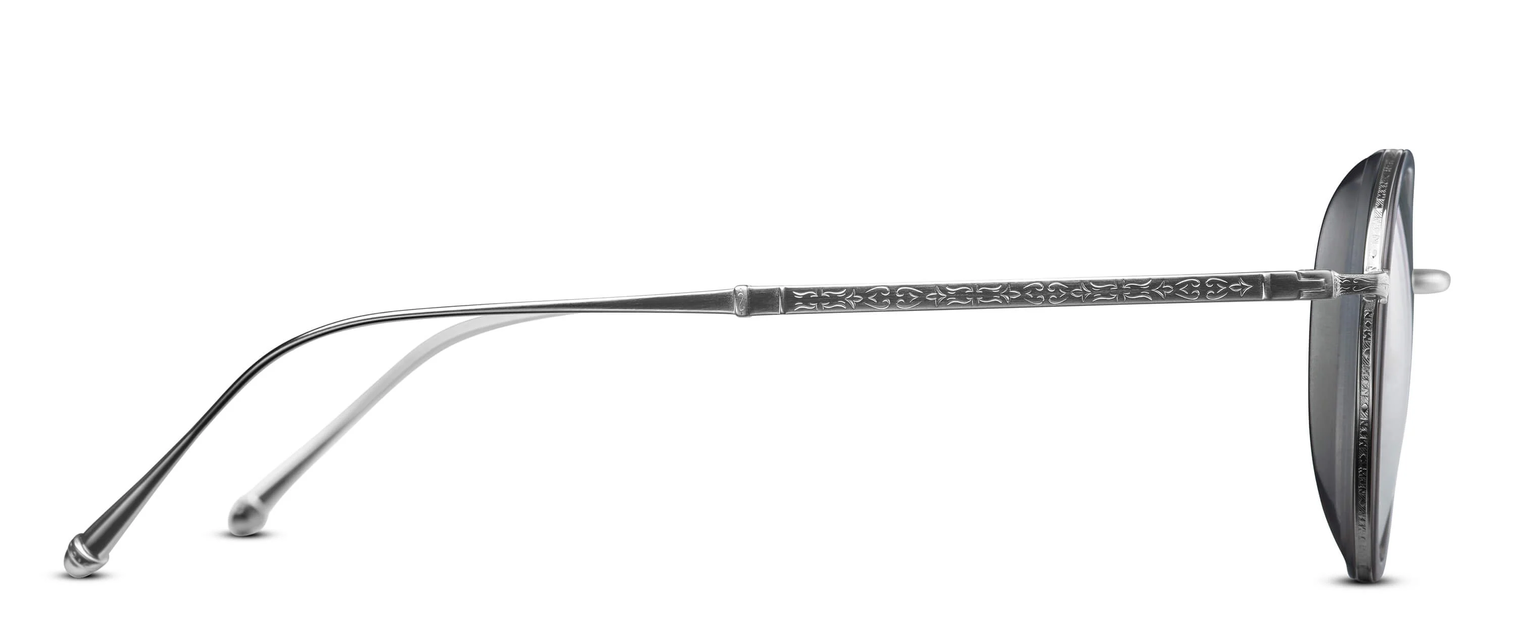 Unisex | M3063 Panto Optical Glass | Brushed Silver/Matte Grey Crystal | Clear | 47MM - Image 2