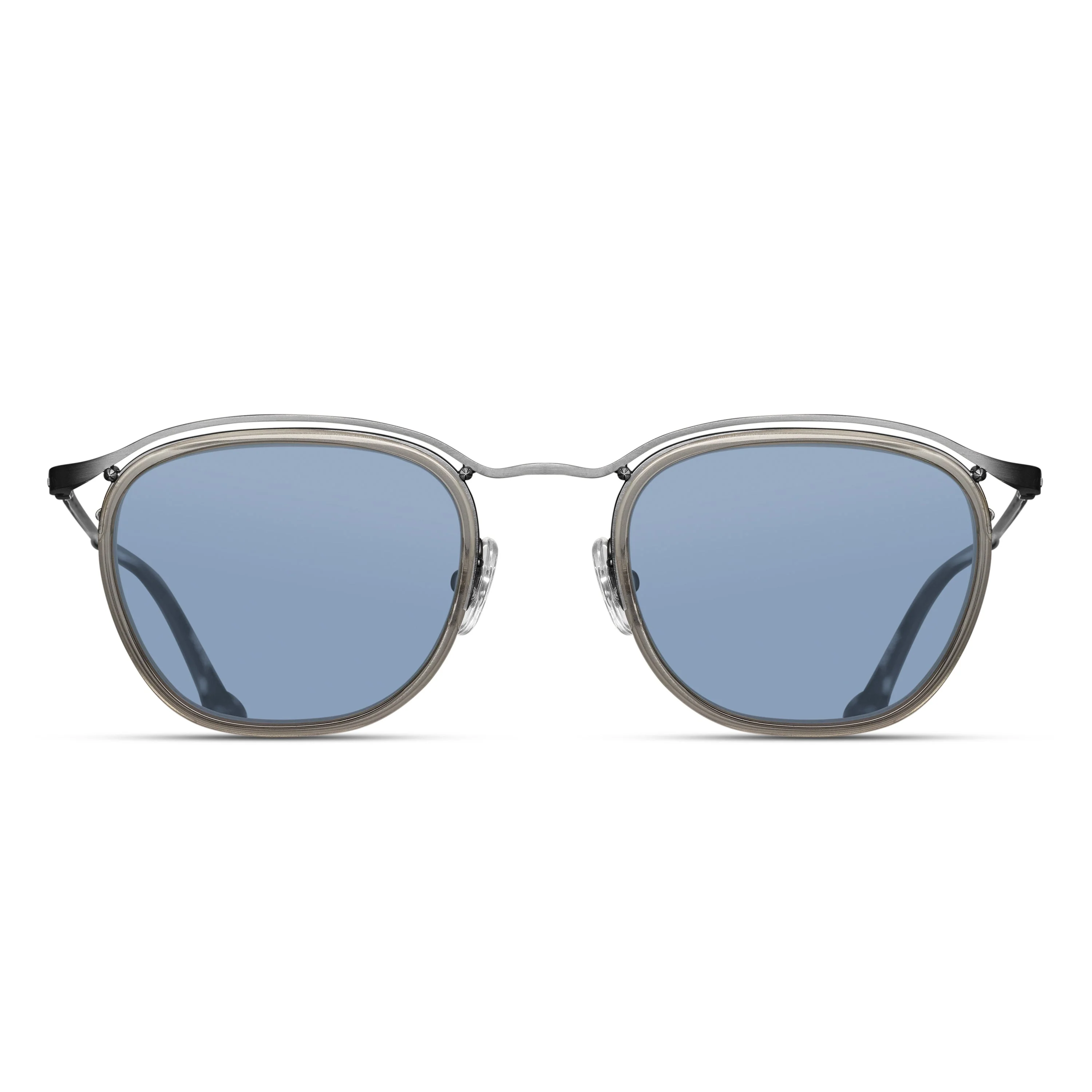 Unisex | M3092 Square Sunglass | Antique Silver/Grey Crystal | Blue Grey Lenses | 52MM