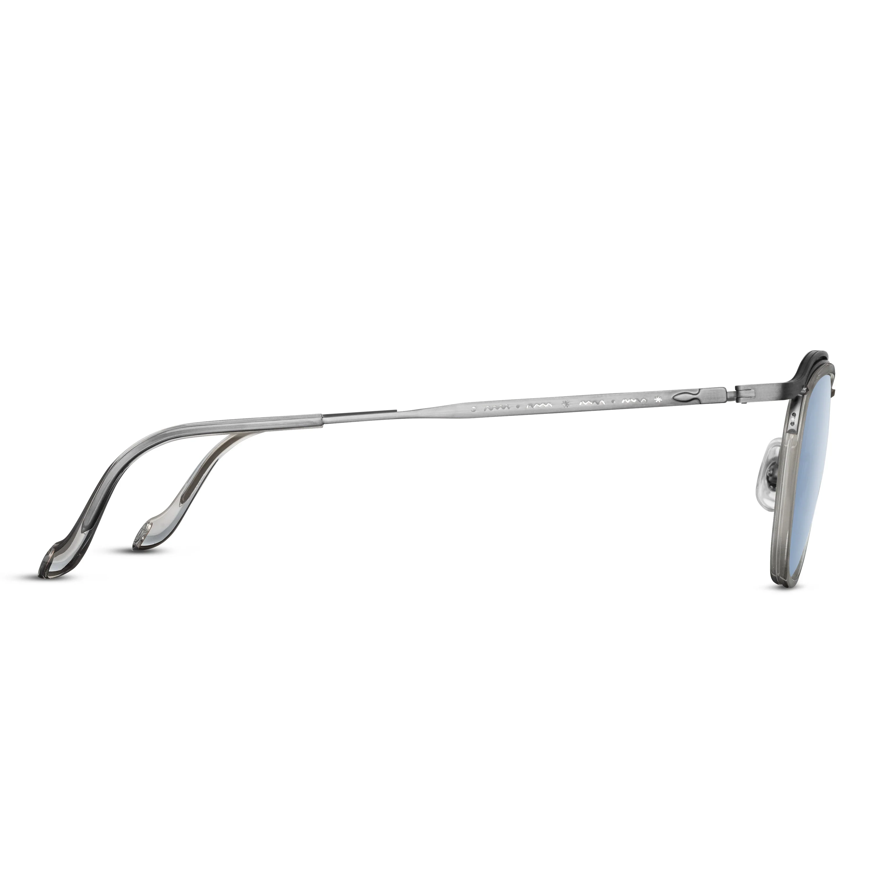 Unisex | M3092 Square Sunglass | Antique Silver/Grey Crystal | Blue Grey Lenses | 52MM - Image 2
