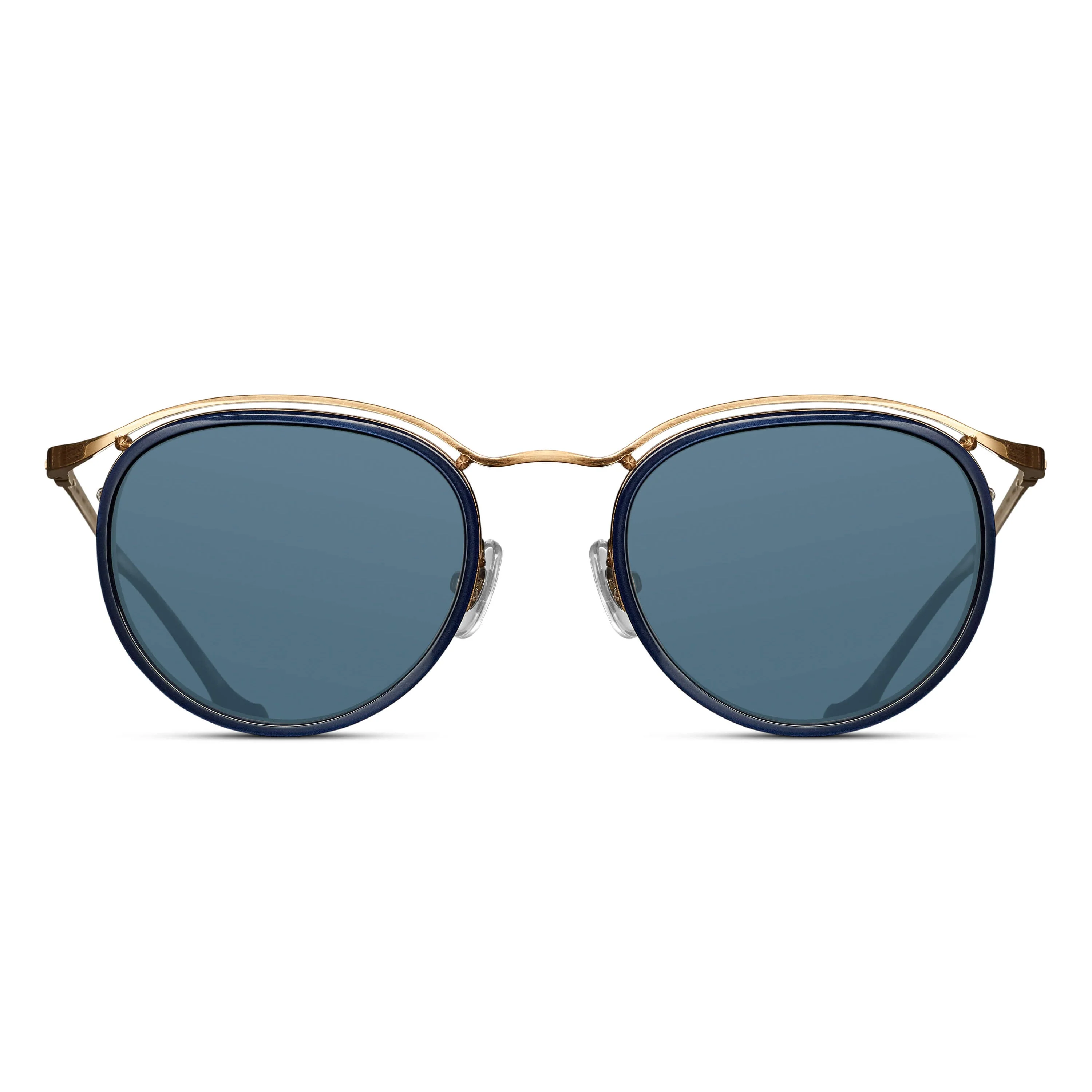 Unisex | M3093 Panto Sunglass | Brushed Gold/Navy | Blue Grey Lens | 49MM
