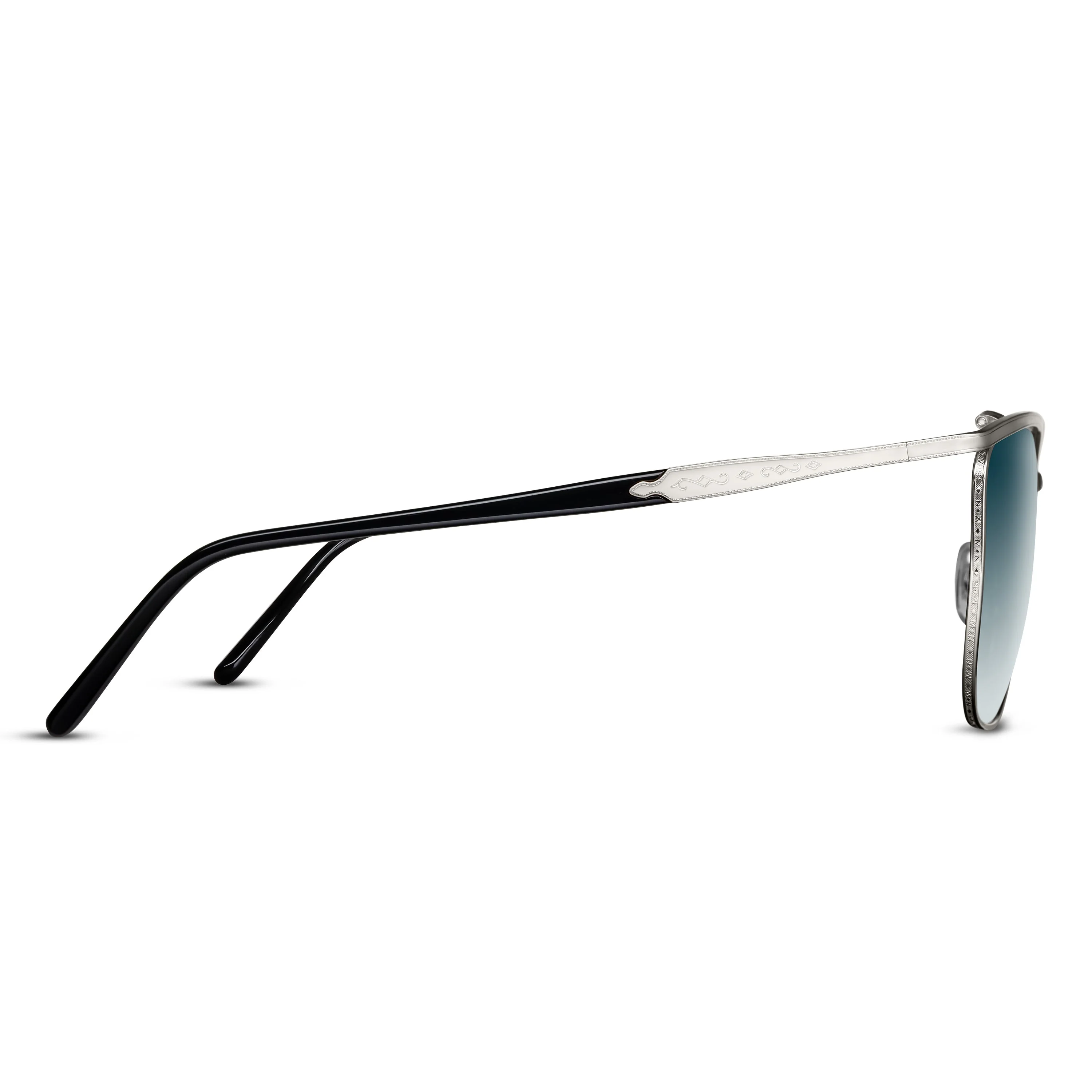 Unisex | M3109 Panto Sunglass | Palladium White/Black | Blue Gradient Lens | 54MM - Image 2
