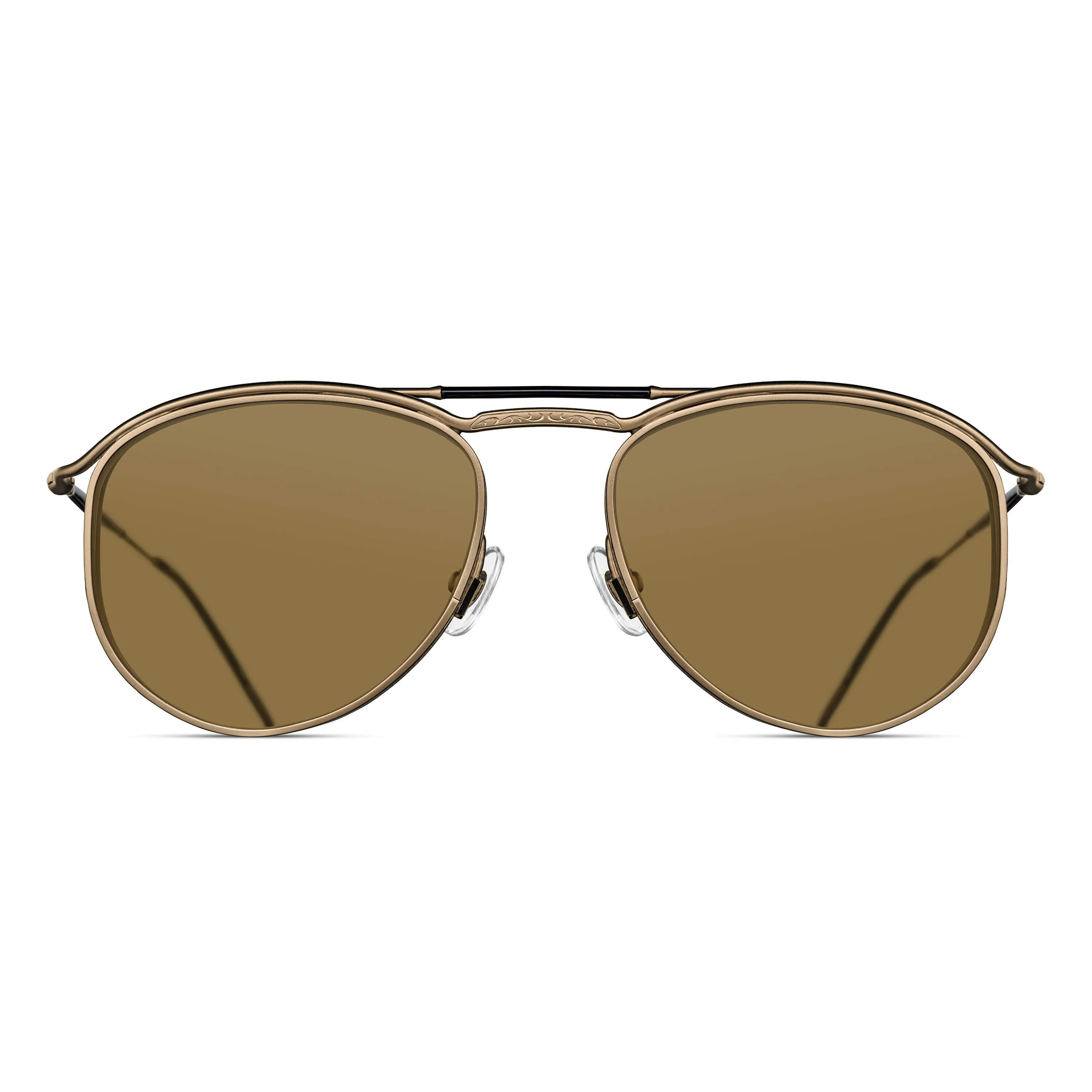 Unisex | M3122 Panto Sunglass | Matte Gold | Brown Lens | 55MM