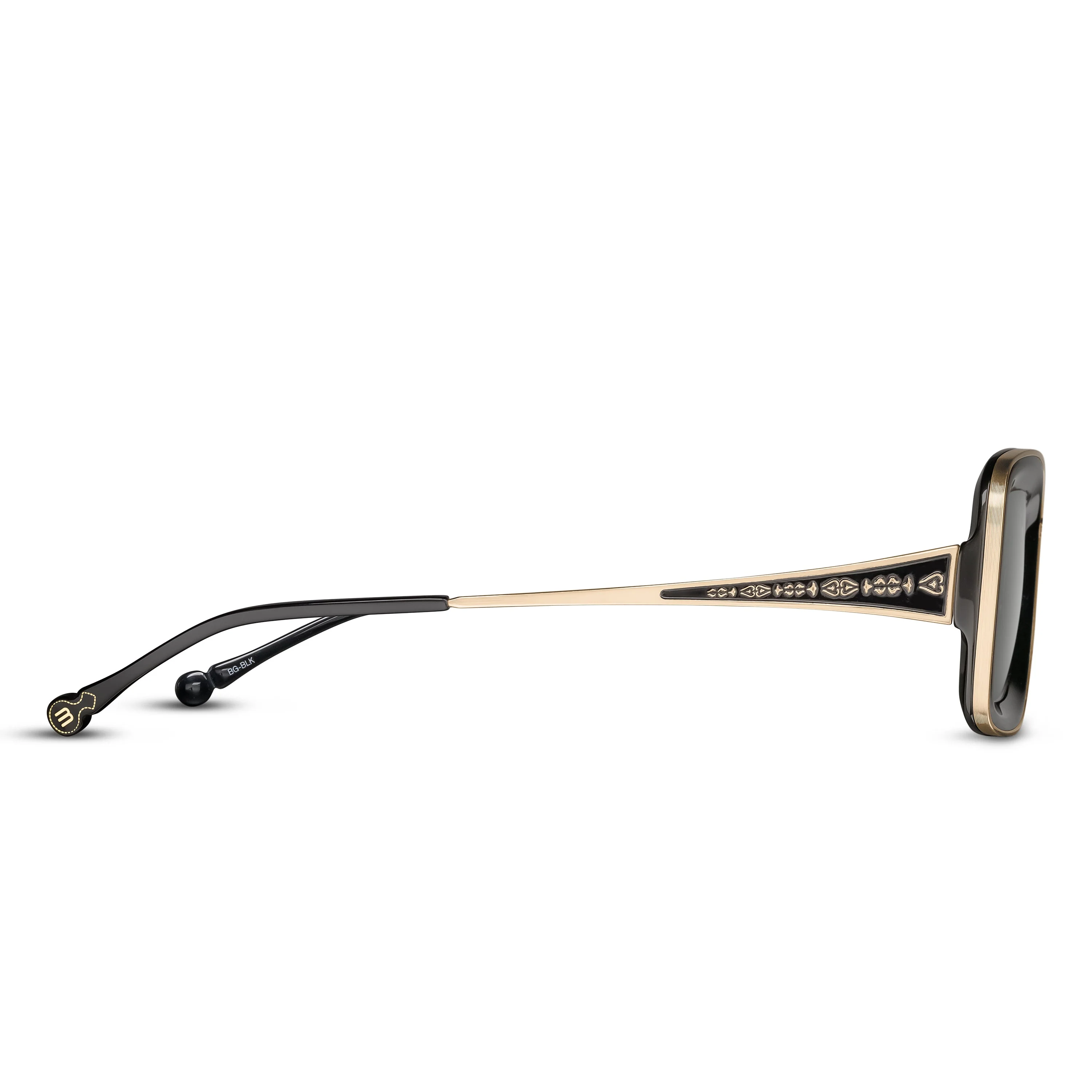 Unisex | M3124 Rectangle Sunglass | Brushed Gold/Black | Grey Lens | 51MM - Image 2