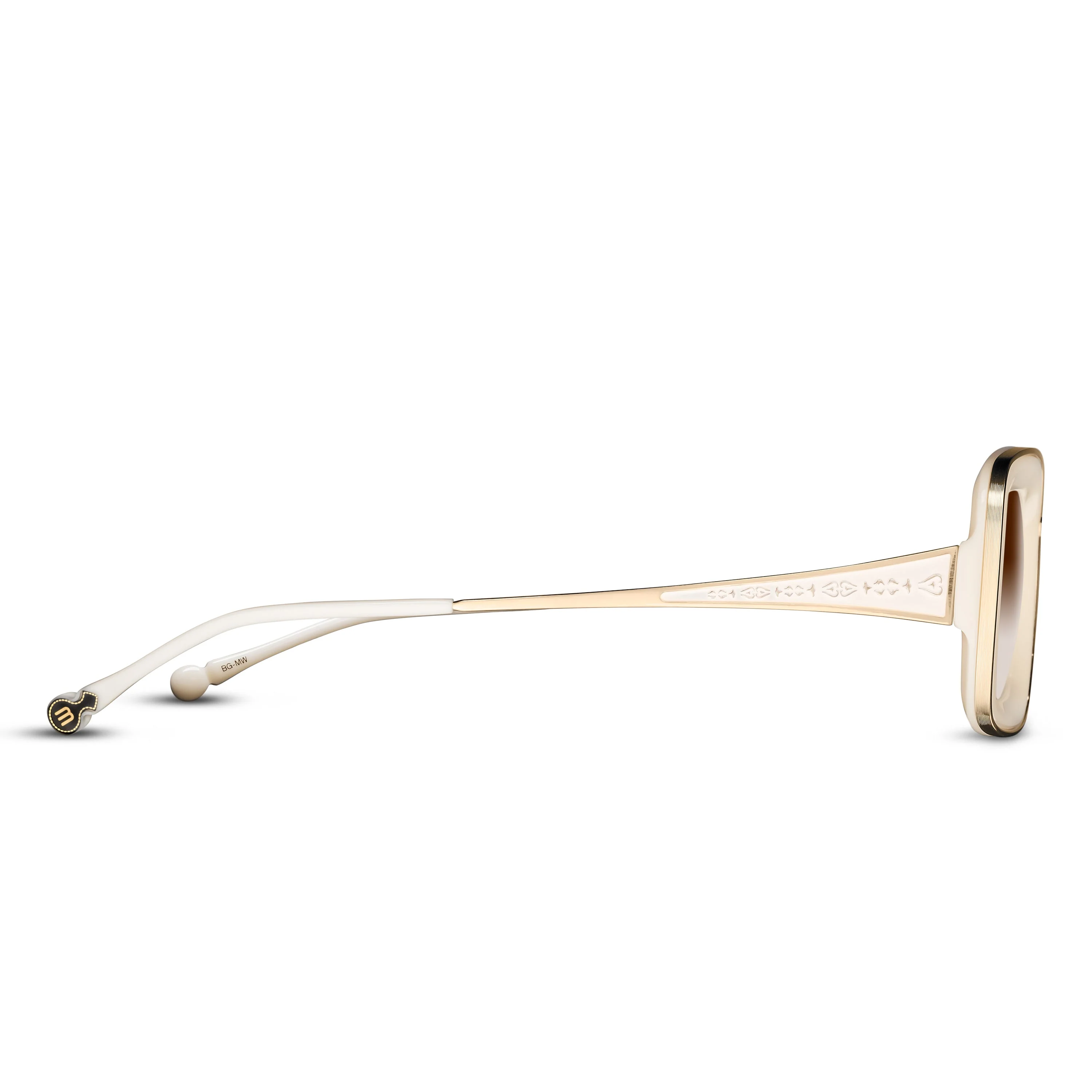 Unisex | M3124 Rectangle Sunglass | Brushed Gold/Milk White | Brown Gradient Lens | 51MM - Image 2