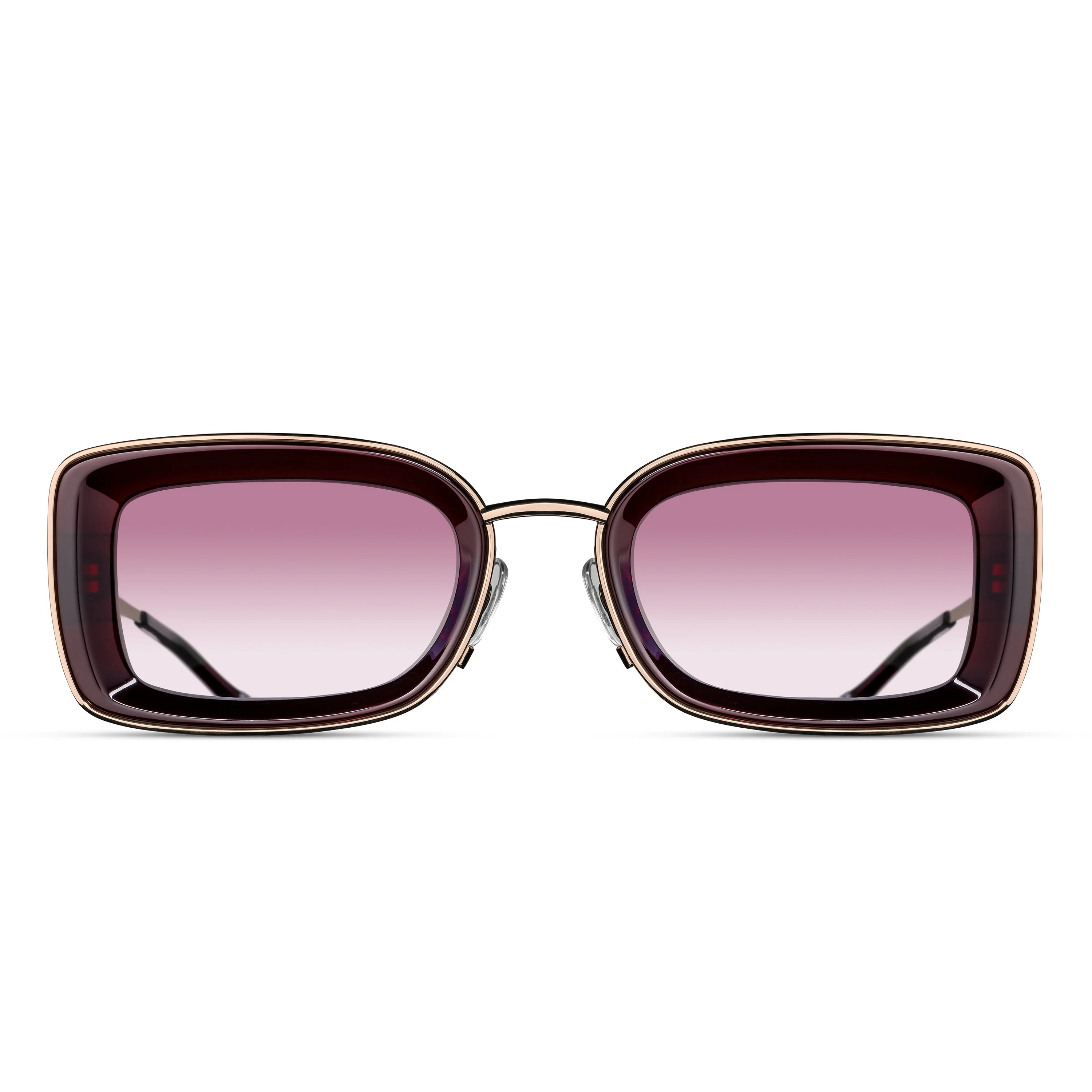 Unisex | M3124 Rectangle Sunglass | Rose Gold/Bordeaux | Pink Gradient Lens | 51MM